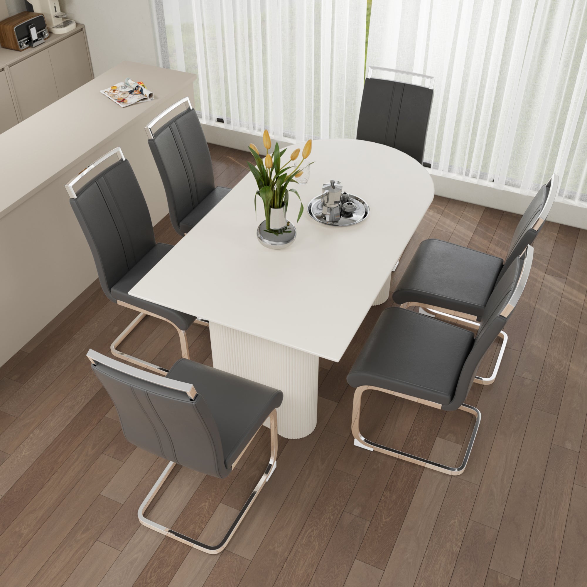 Medieval Modern Cream Dining Set - 63"
