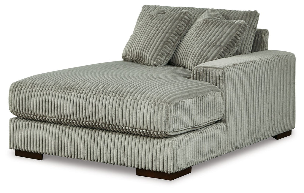 Fog corduroy corner chaise with two back cushions and thick seat cushion