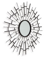 Garrenworth Accent Mirror with black sunburst frame and oval reflective center