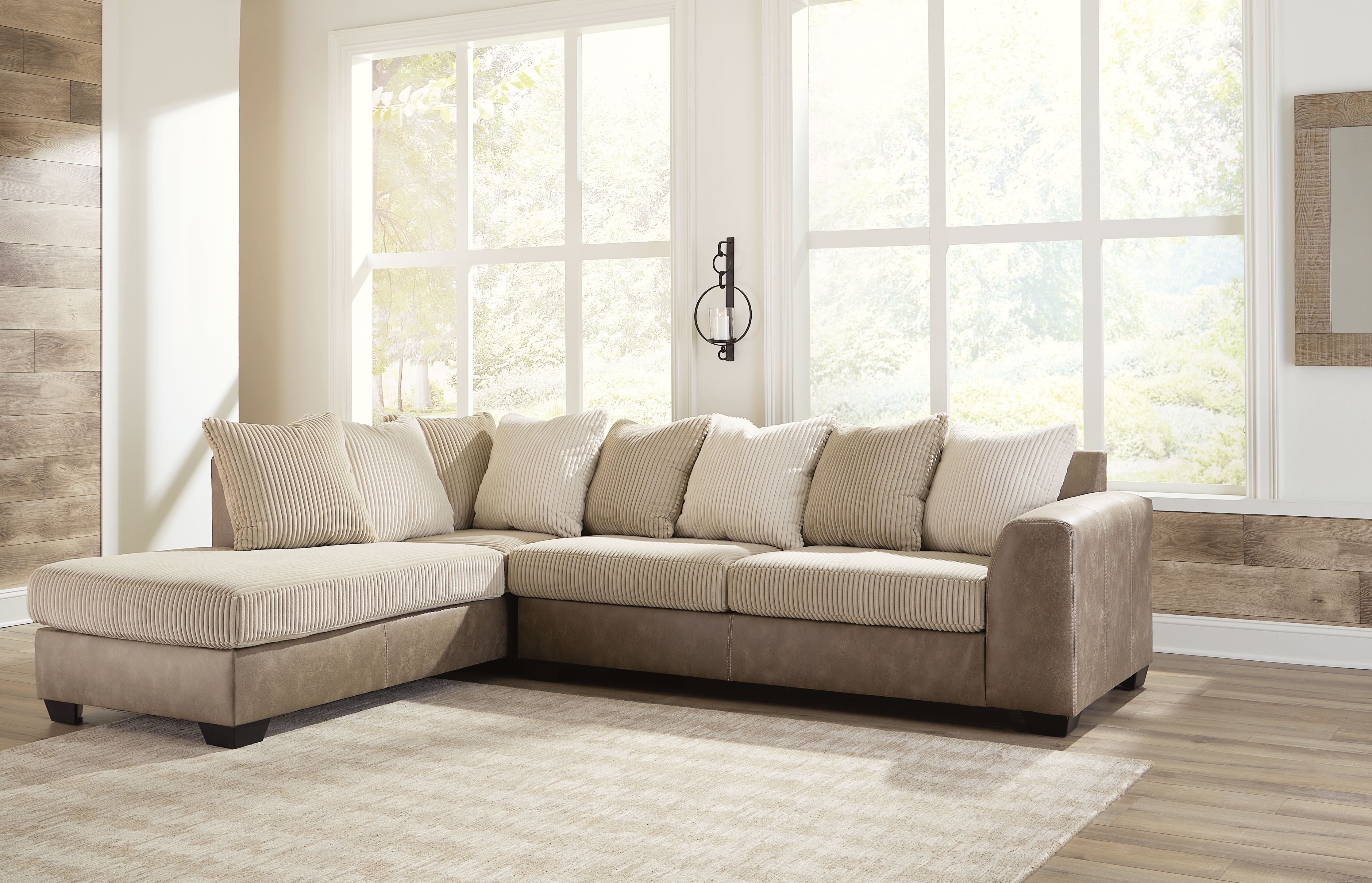 Keskin Brown Faux Leather Sectional
