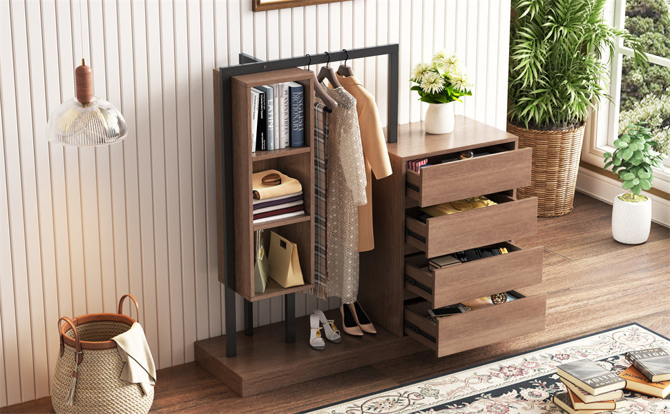 Espresso Wardrobe with Drawers & Shelves