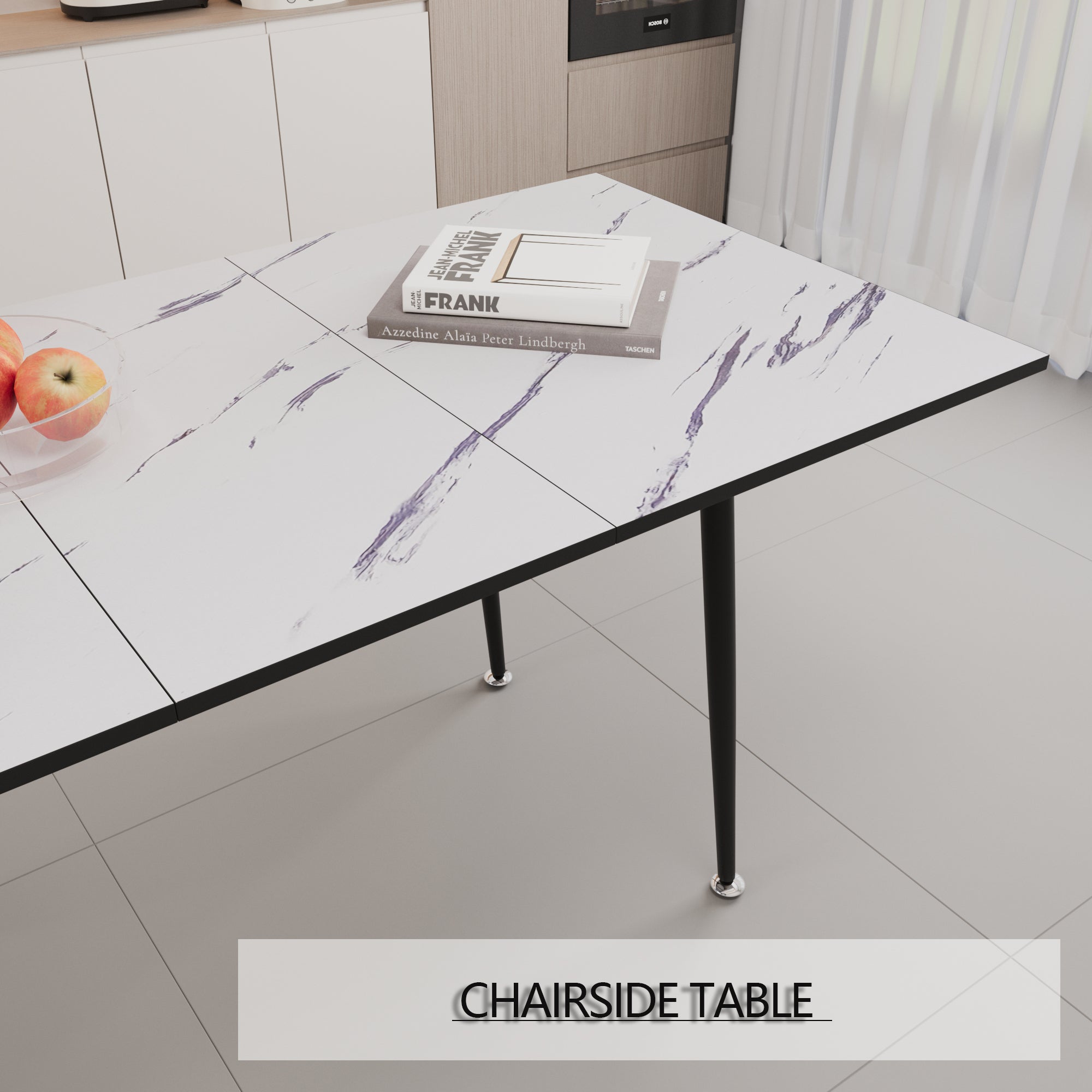 White Dining Table & Grey Chairs Set (47"-63")