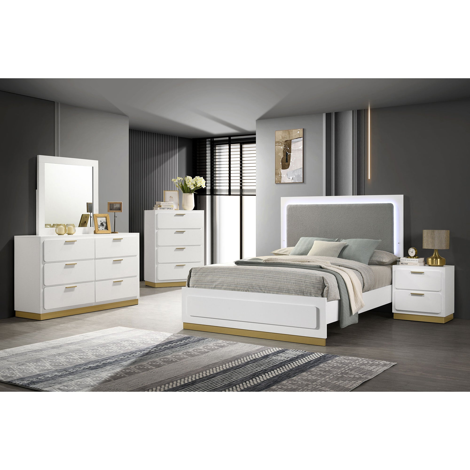 Sophia White 5-Piece California King Bedroom Set: Elegant & Modern Style