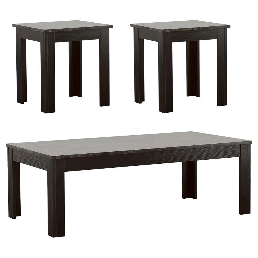 Rhodes - 3 Piece Faux-Marble Top Occasional Table Set - Black
