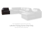 Black left-arm facing corner chair component with back and arm cushions