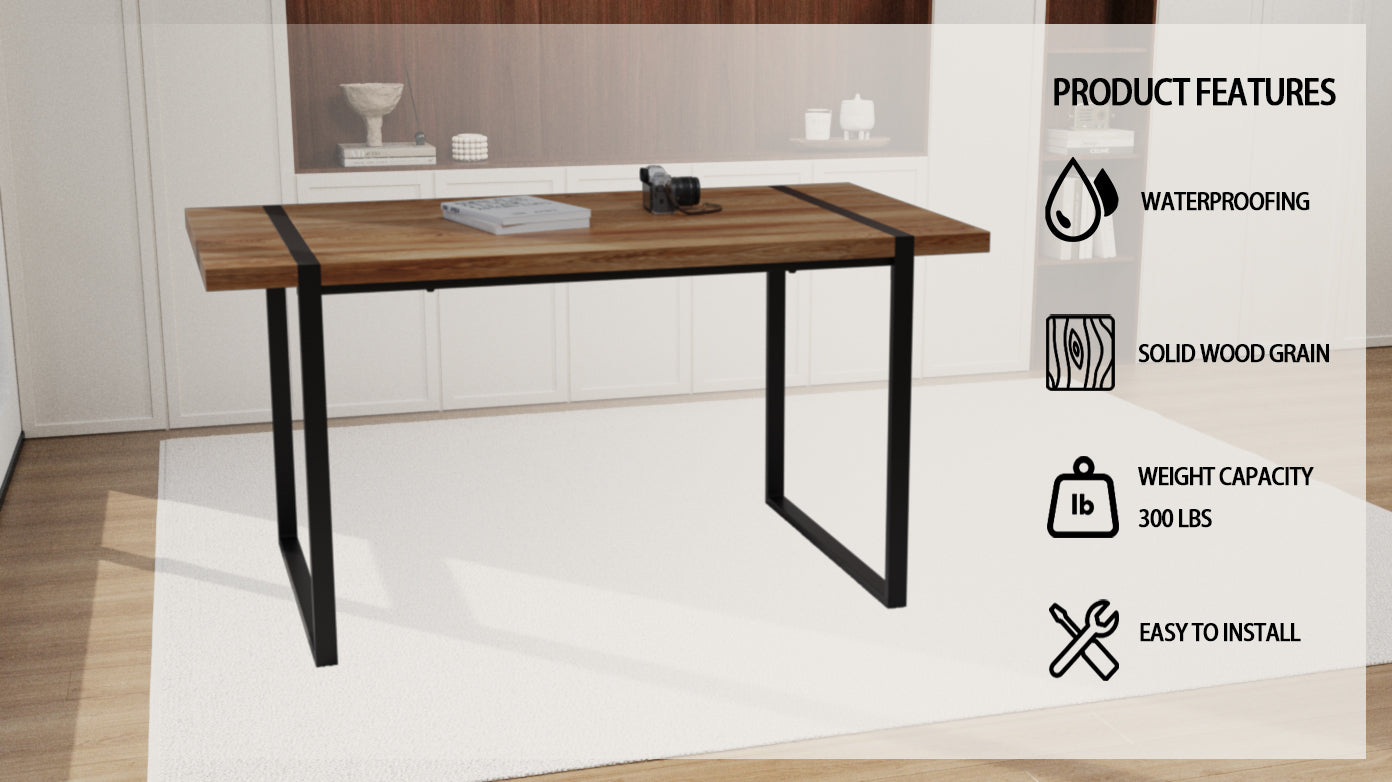 59" Modern Dining Table Set w/ 4 Suede Chairs