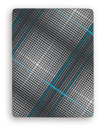 Hybrid 16-inch mattress cover close-up: grey grid weave with teal and black trim