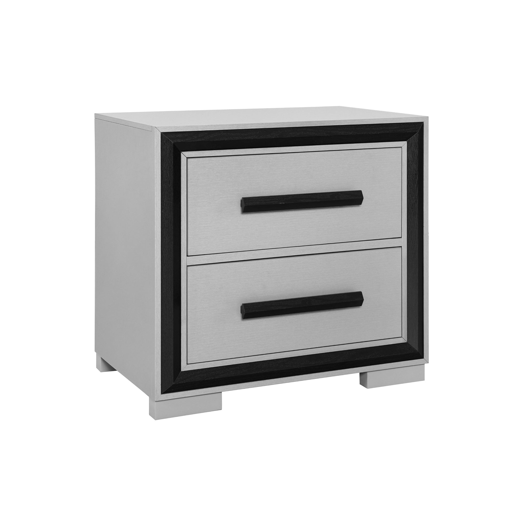 ADELAIDE Modern Nightstand - Grey/Black 2-Drawer Wood MDF