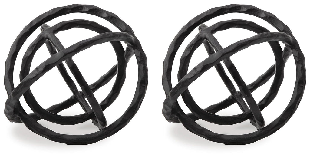 Barlee sculpture set of 2 black interwoven circular metal ring decor