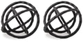 Barlee sculpture set of 2 black interwoven circular metal ring decor