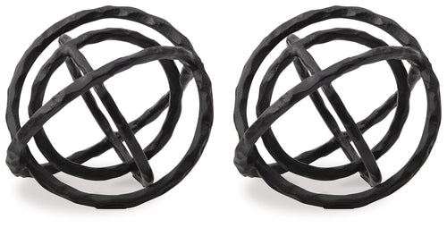 Barlee sculpture set of 2 black interwoven circular metal ring decor