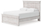 White panel storage bed with slatted base and drawer-style footboard storage