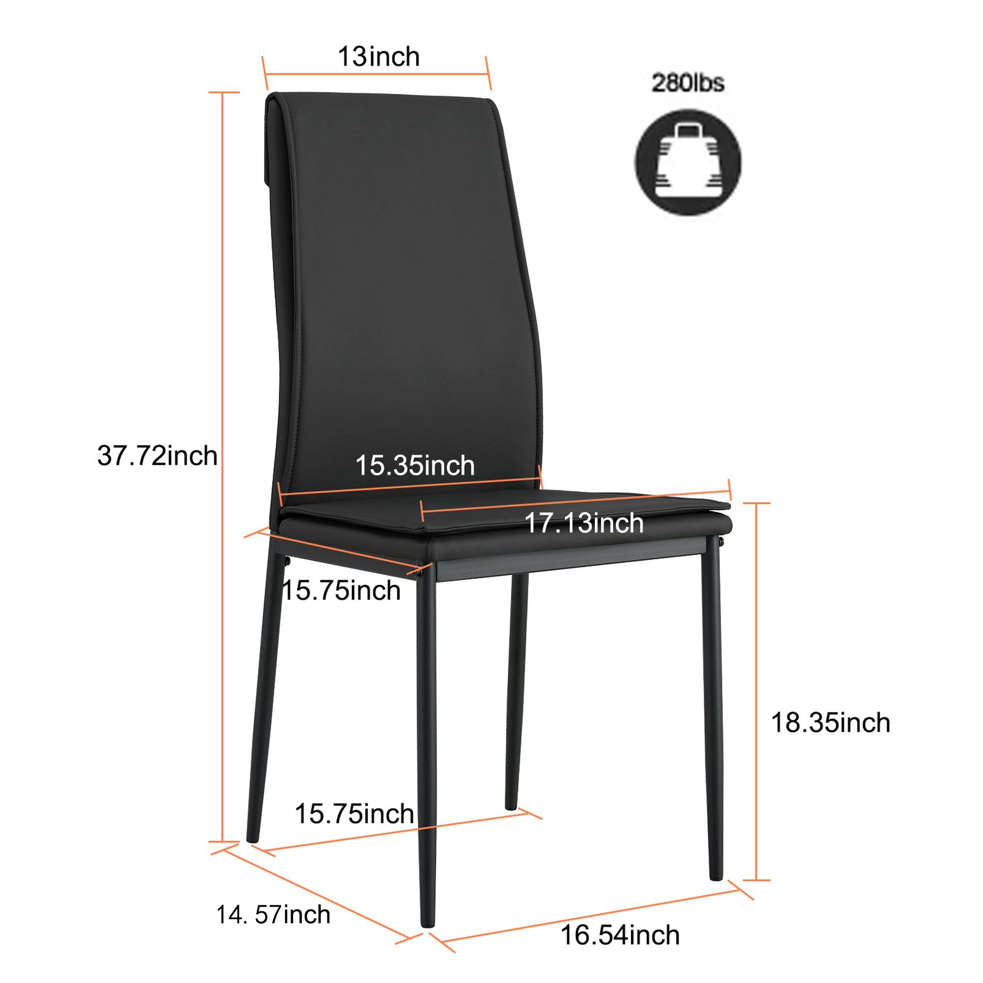 5 Pc Dining Set for 4, Tempered Glass Table & Chairs