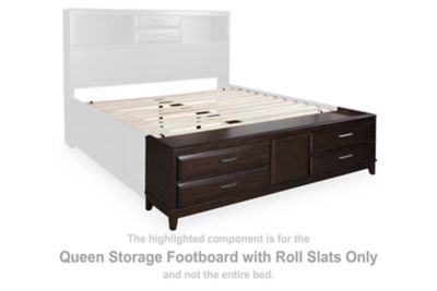 Vanmore - Dark Brown - Queen Storage Footboard With Roll Slats