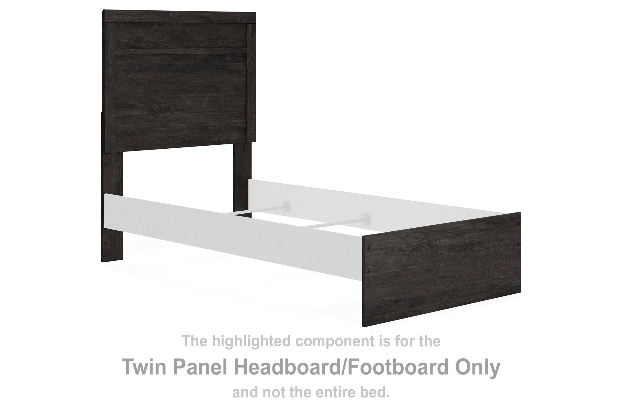Black twin panel headboard/footboard with rectangular panel design