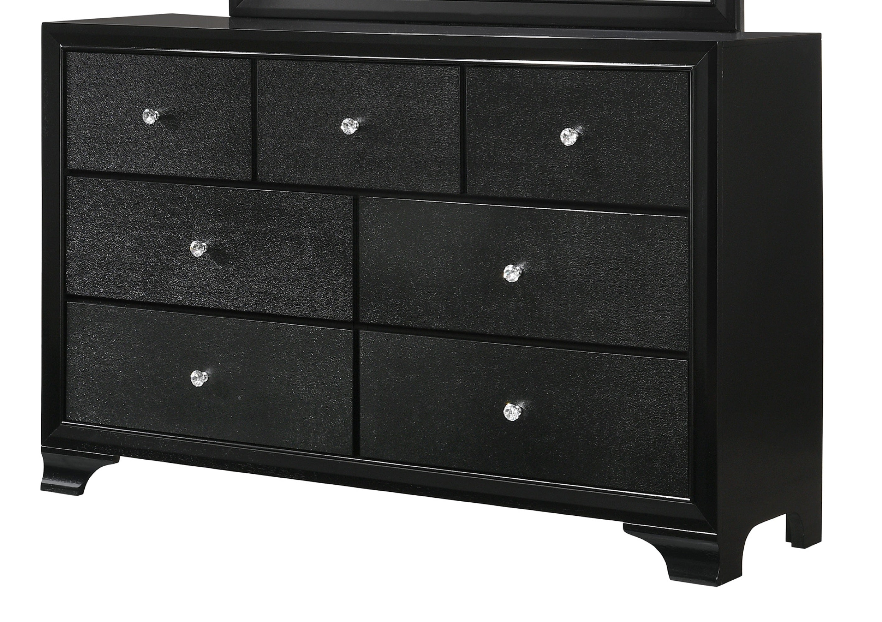 Modern Glam Black Crocodile Pattern 7-Drawer Dresser