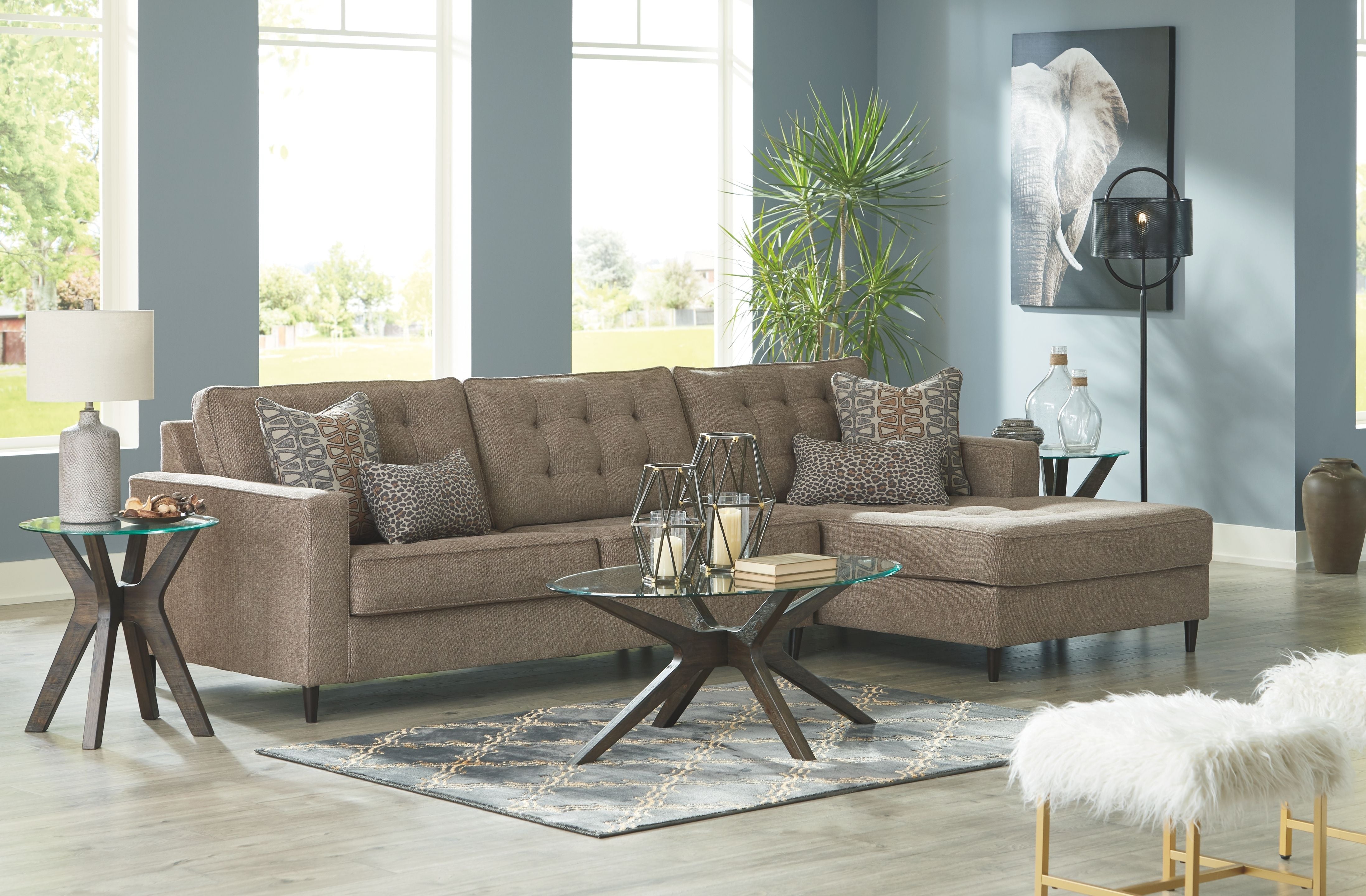 Flintshire Brown L Shaped Sectional-Stationary Sectionals-American Furniture Outlet