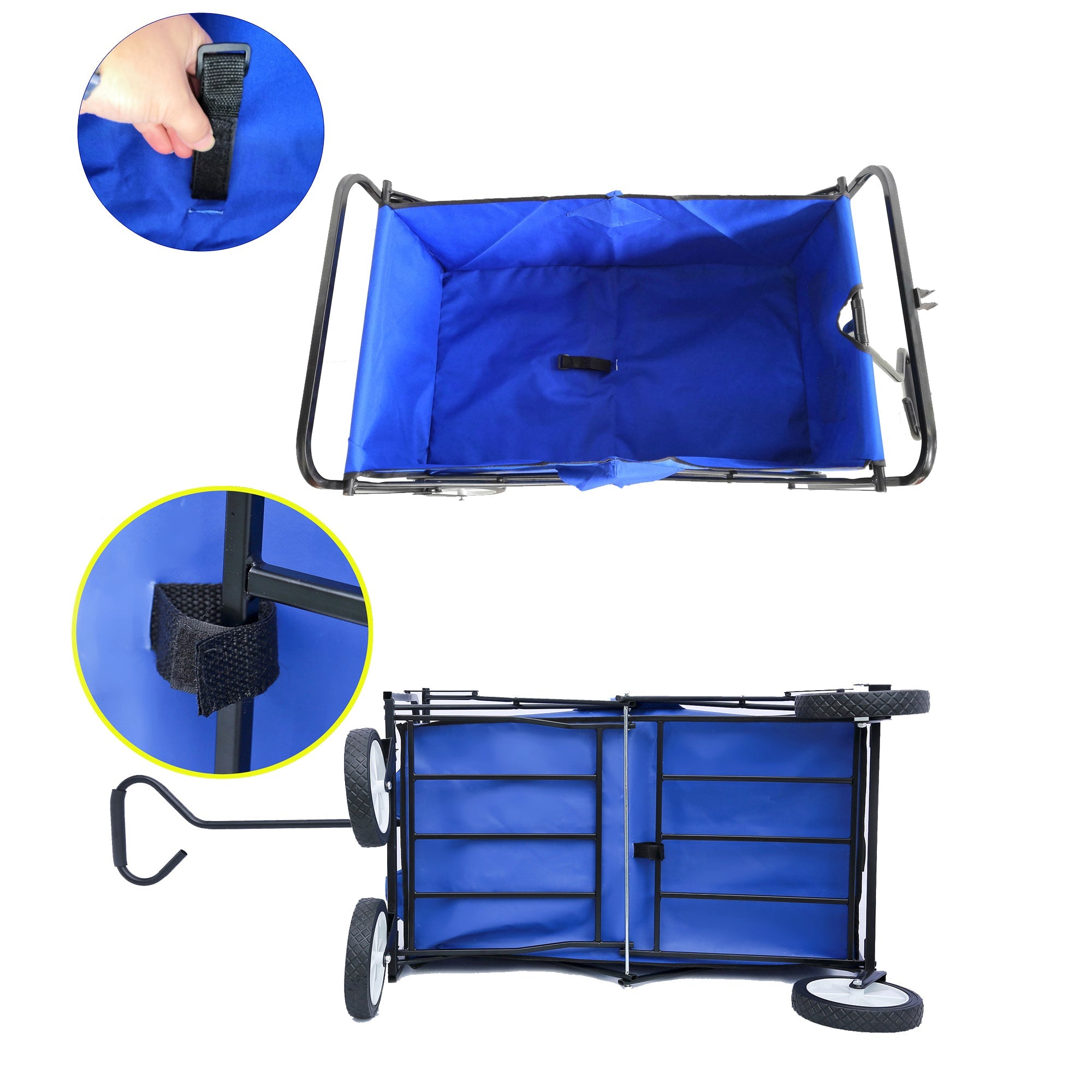 Folding Wagon Garden Shopping Beach Cart - Blue