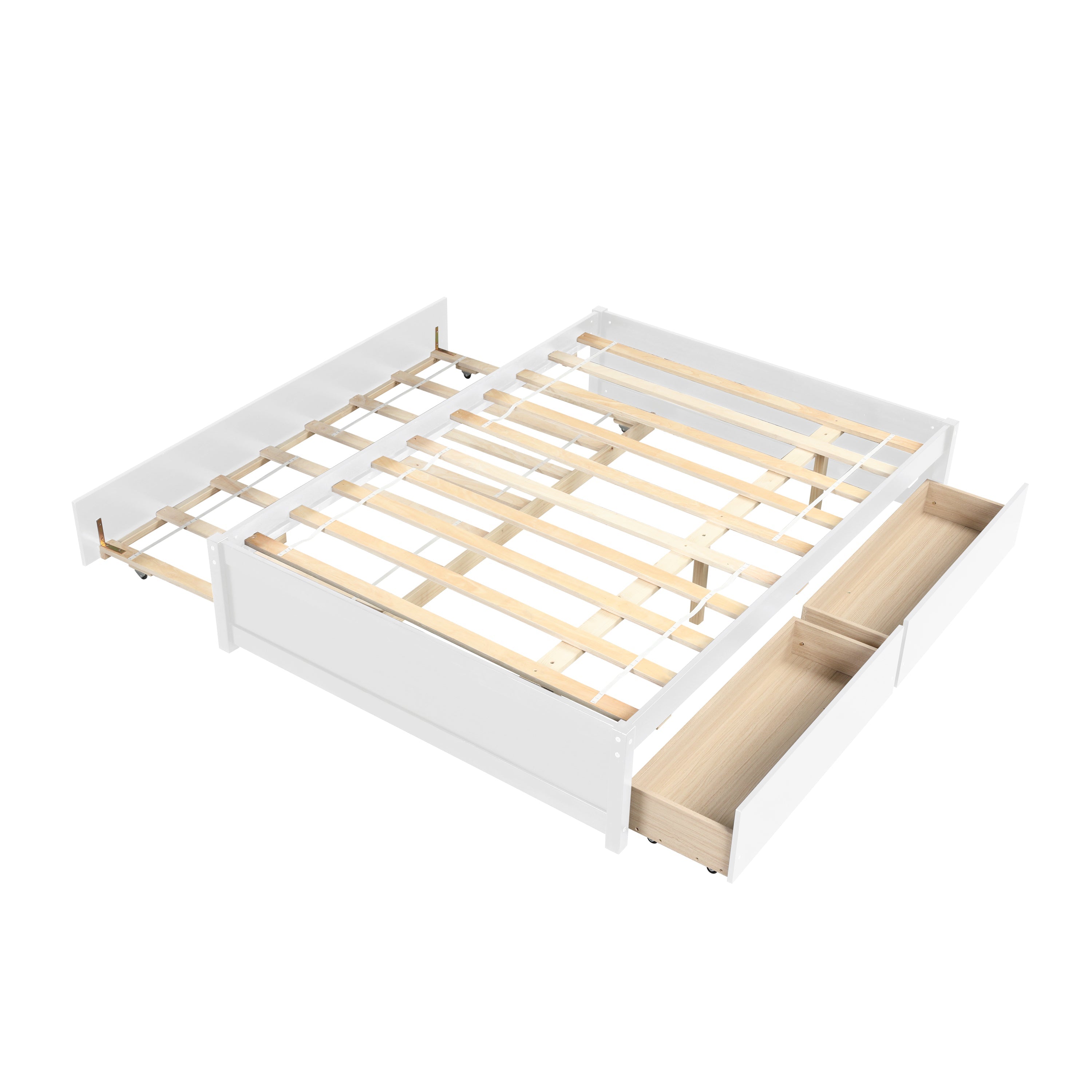 Full Bed with Twin Trundle and Two Drawers | White Finish | Space-Saving Solution