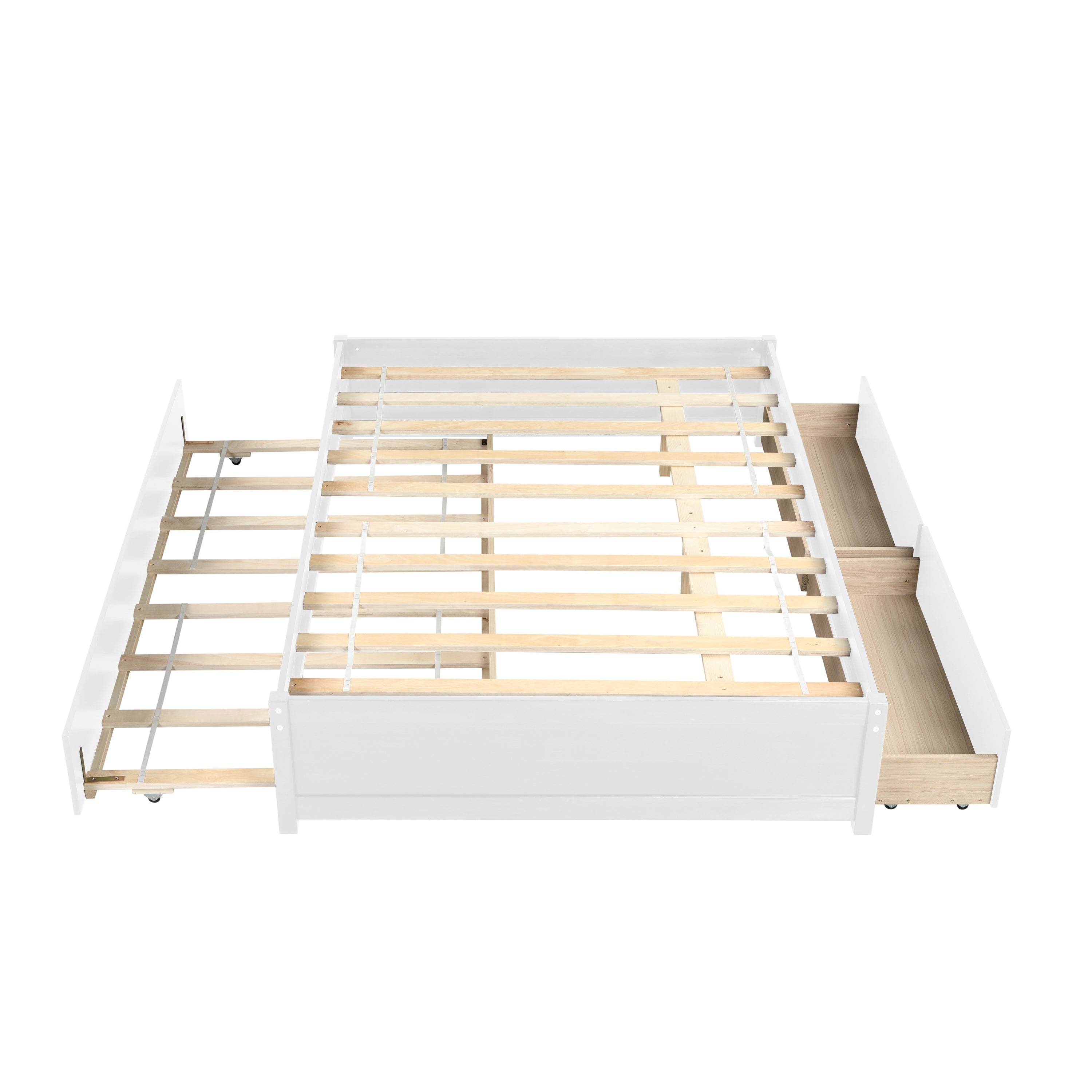 Full Bed with Twin Trundle and Two Drawers | White Finish | Space-Saving Solution
