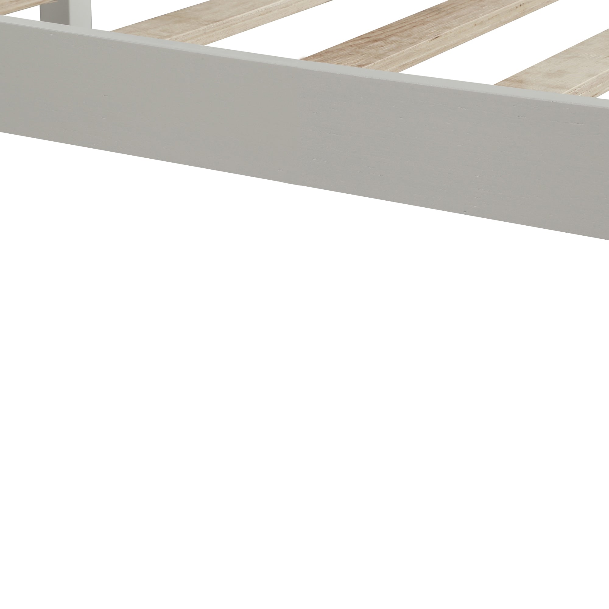Full Platform Bed Frame with Headboard | Wood Slat Support | No Box Spring Needed | White Finish
