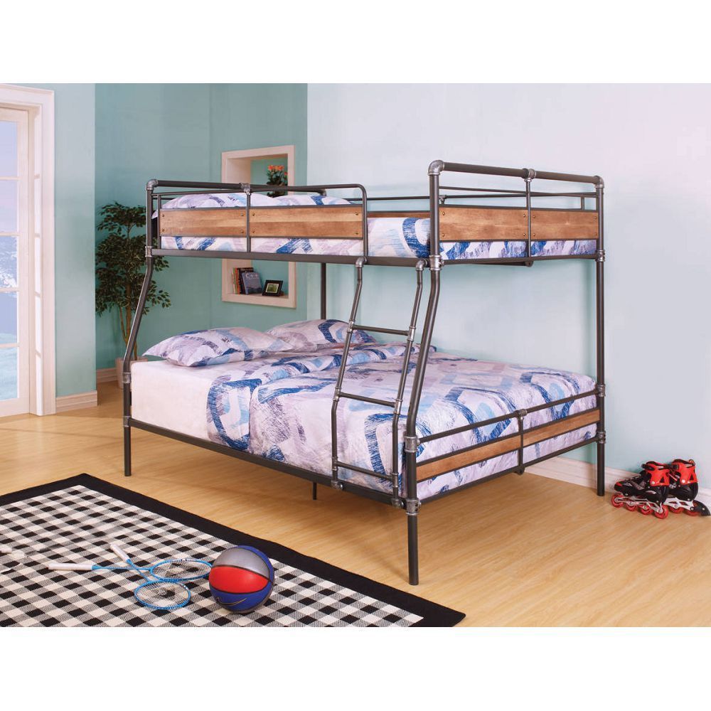 Full XL Over Queen Bunk Bed in Sandy Black & Dark Bronze Hand-Brushed