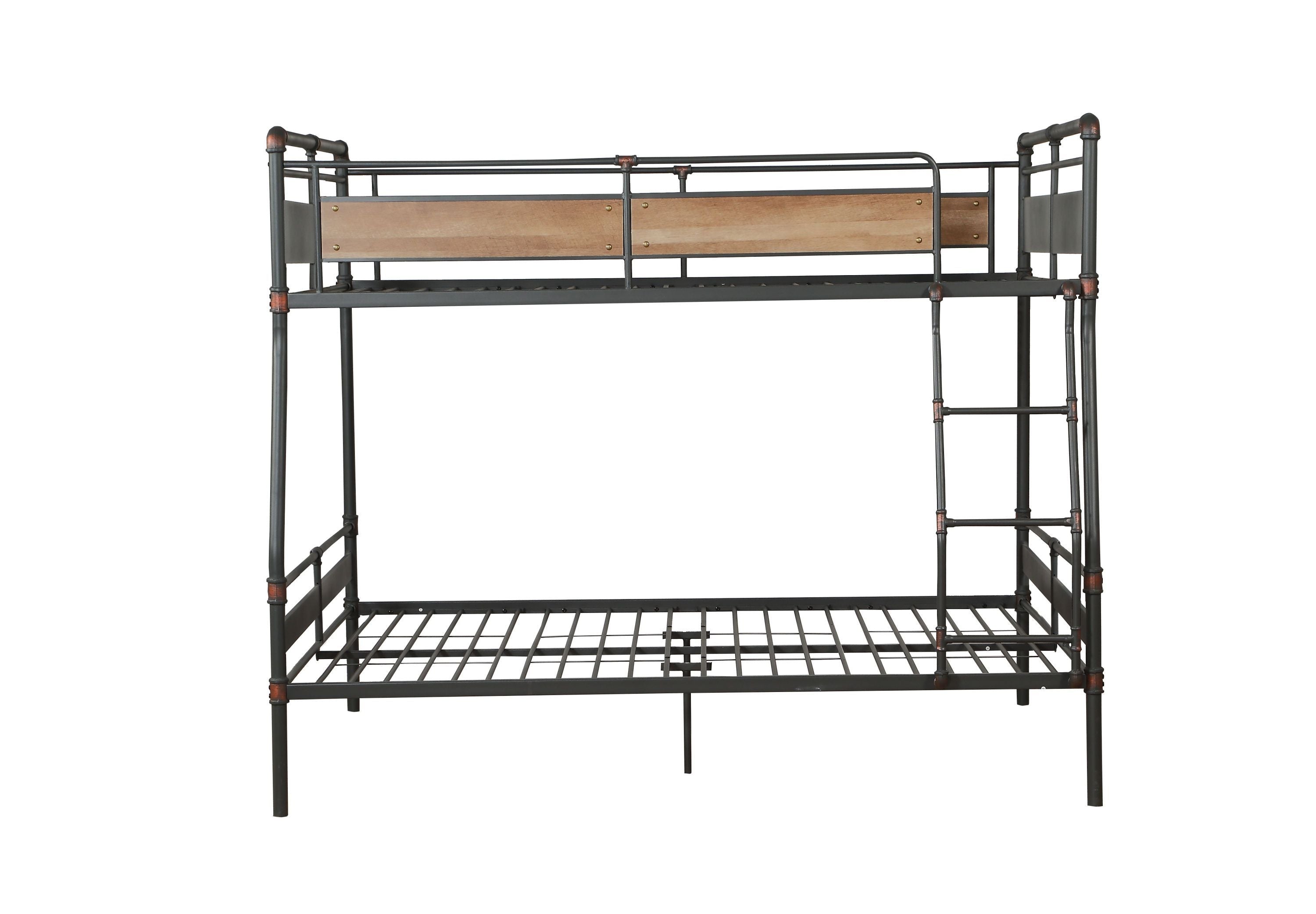 Full XL Over Queen Bunk Bed in Sandy Black & Dark Bronze Hand-Brushed