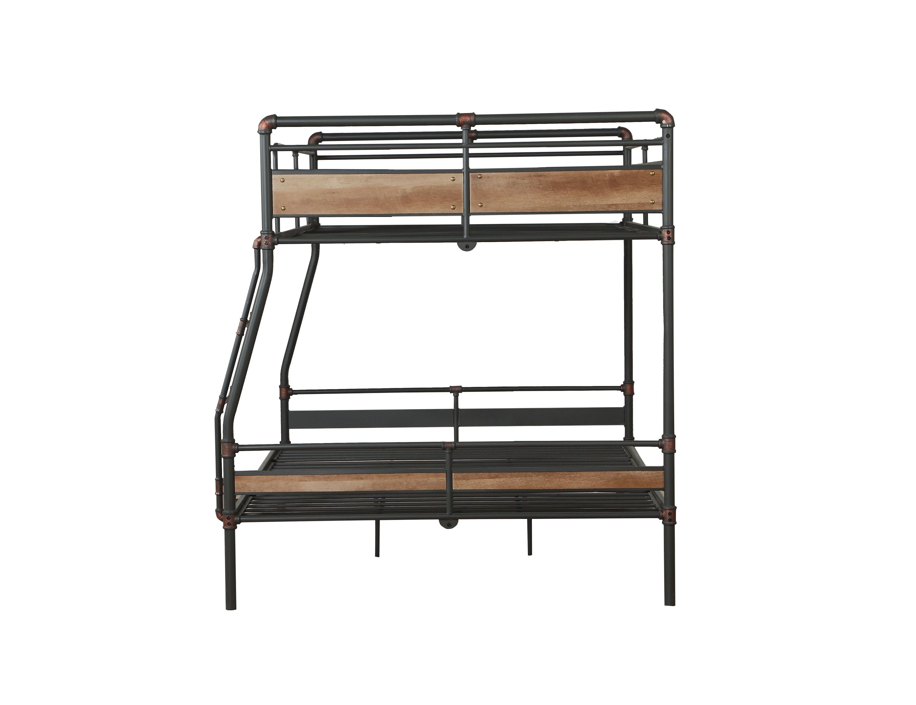 Full XL Over Queen Bunk Bed in Sandy Black & Dark Bronze Hand-Brushed