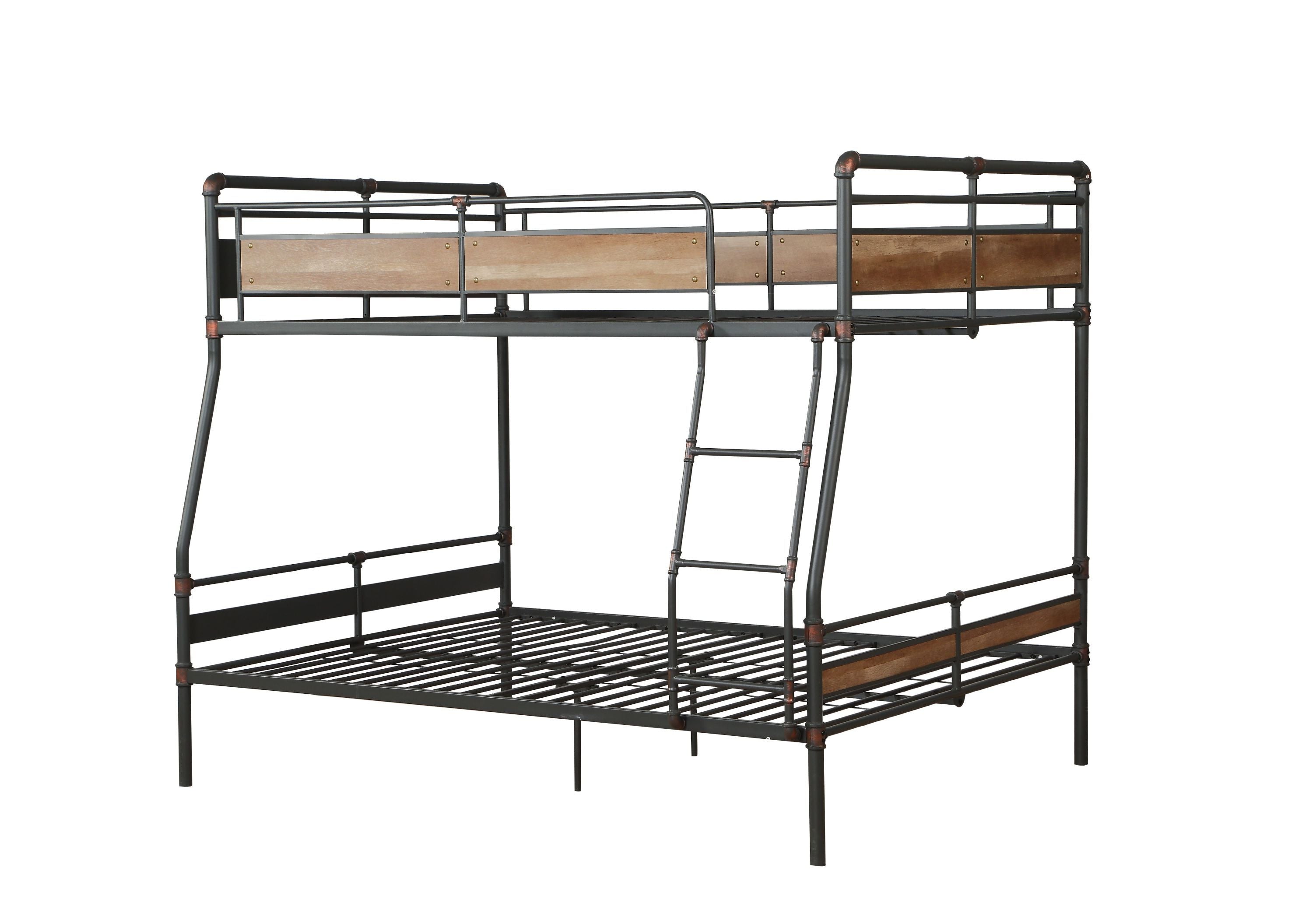 Full XL Over Queen Bunk Bed in Sandy Black & Dark Bronze Hand-Brushed