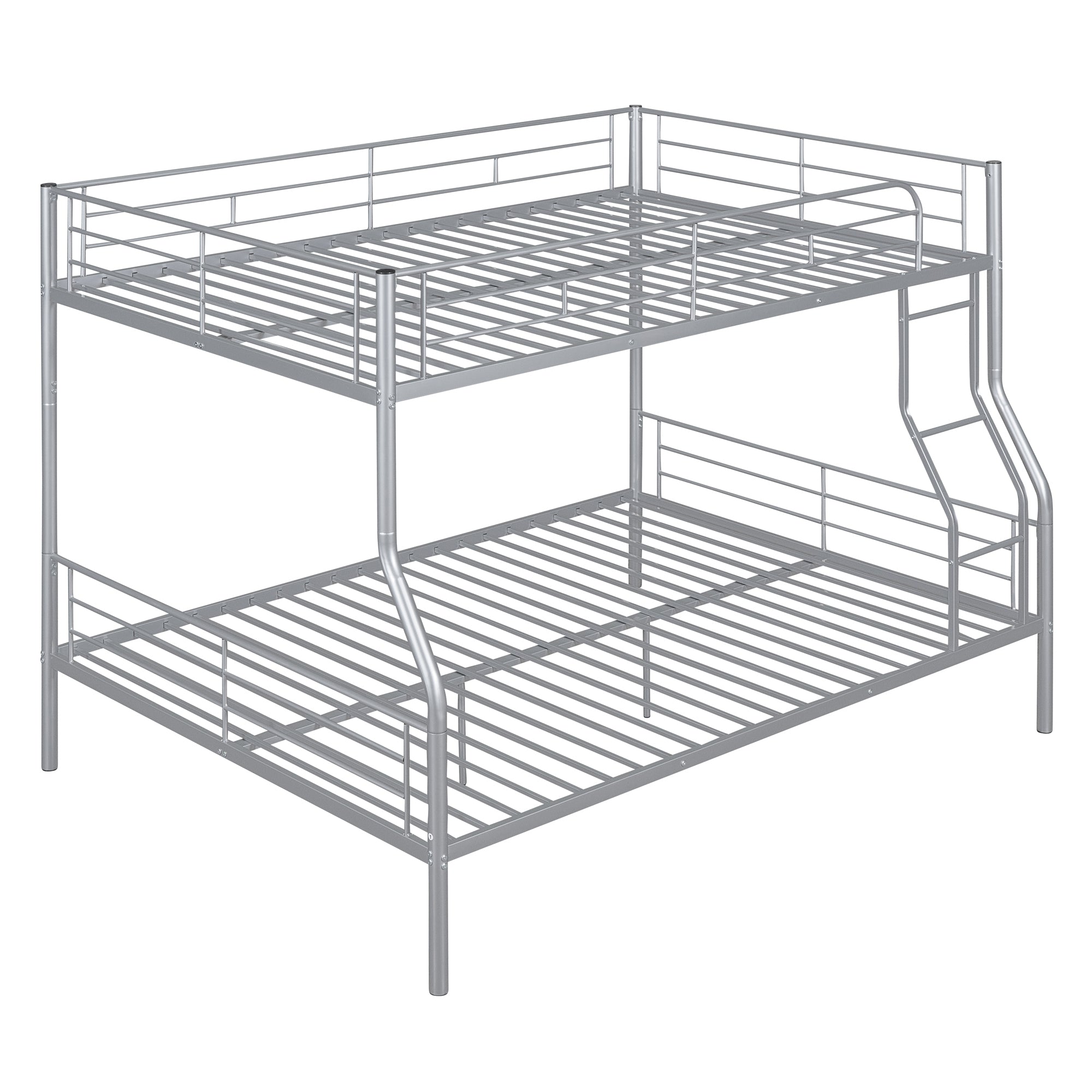 Full XL over Queen Bunk Bed - Silver Metal (Teens & Adults)