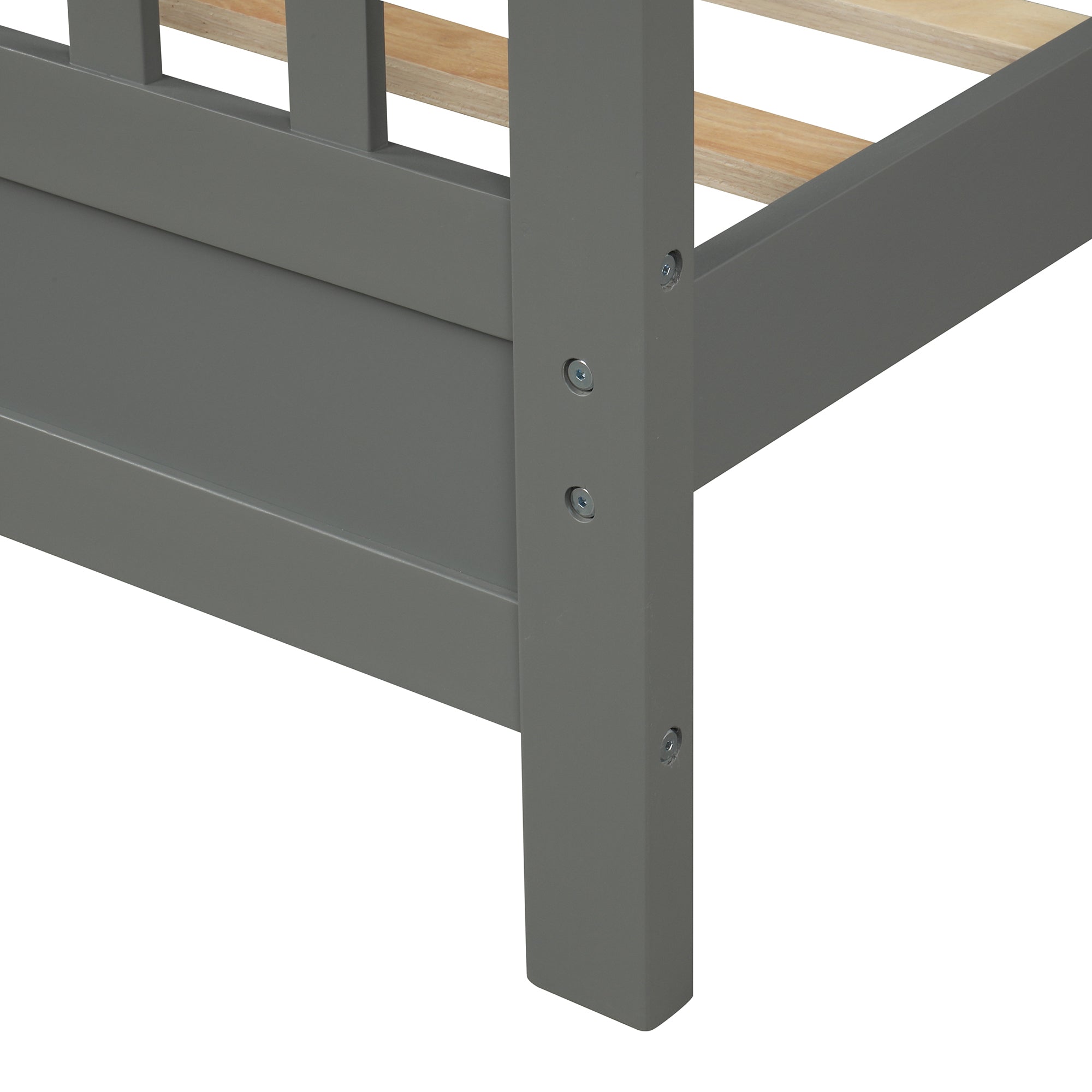 Gray Full Wood Platform Bed with Headboard & Footboard - Sturdy Support, No Box Spring Needed