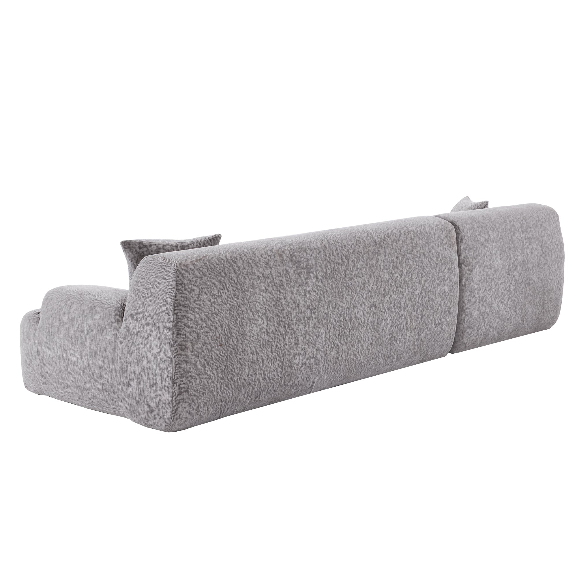 Gray L-Shaped Sectional Sofa | Deep Seats | Chenille Fabric-Stationary Sectionals-American Furniture Outlet
