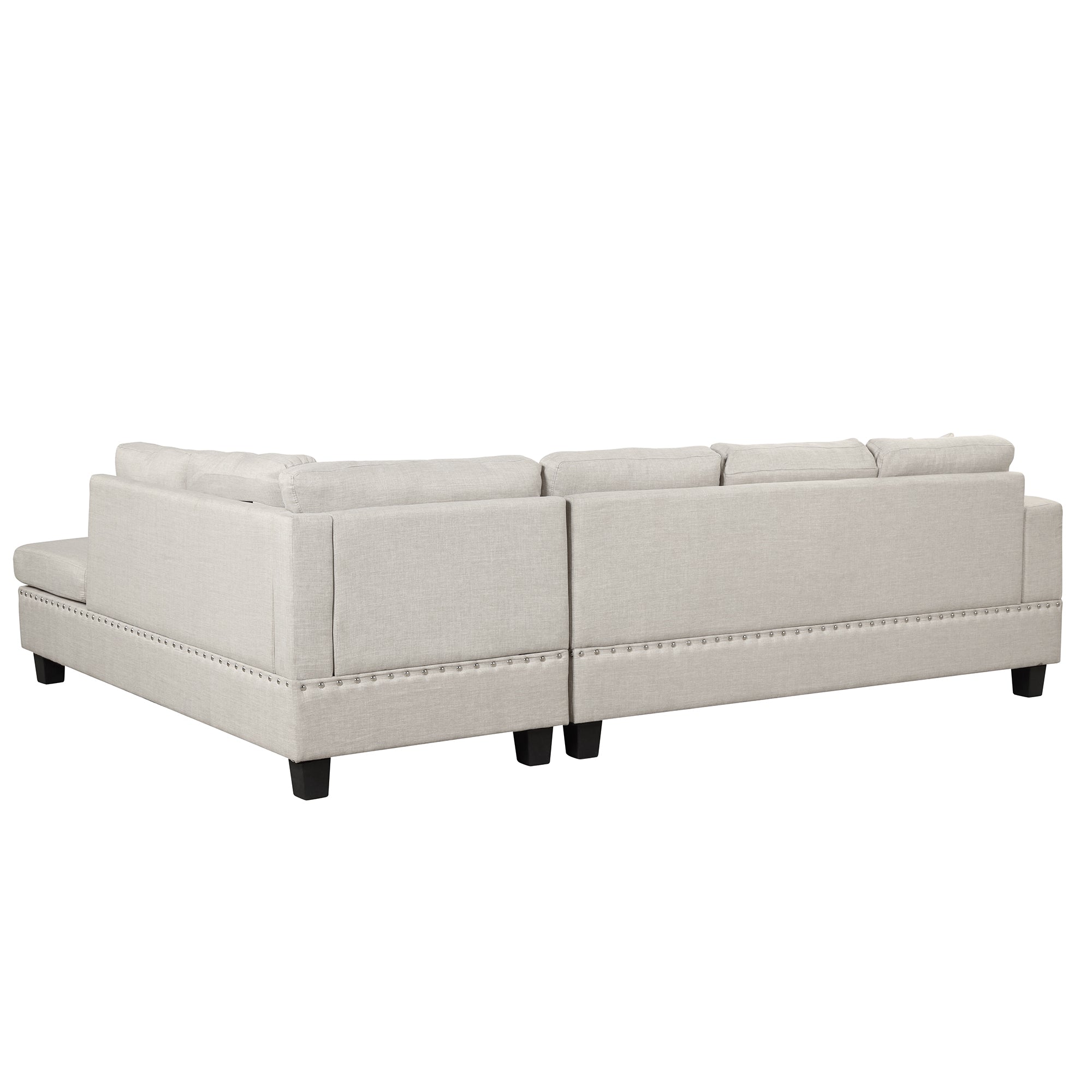 Gray L-Shaped Sectional Sofa with Storage Ottoman-Stationary Sectionals-American Furniture Outlet
