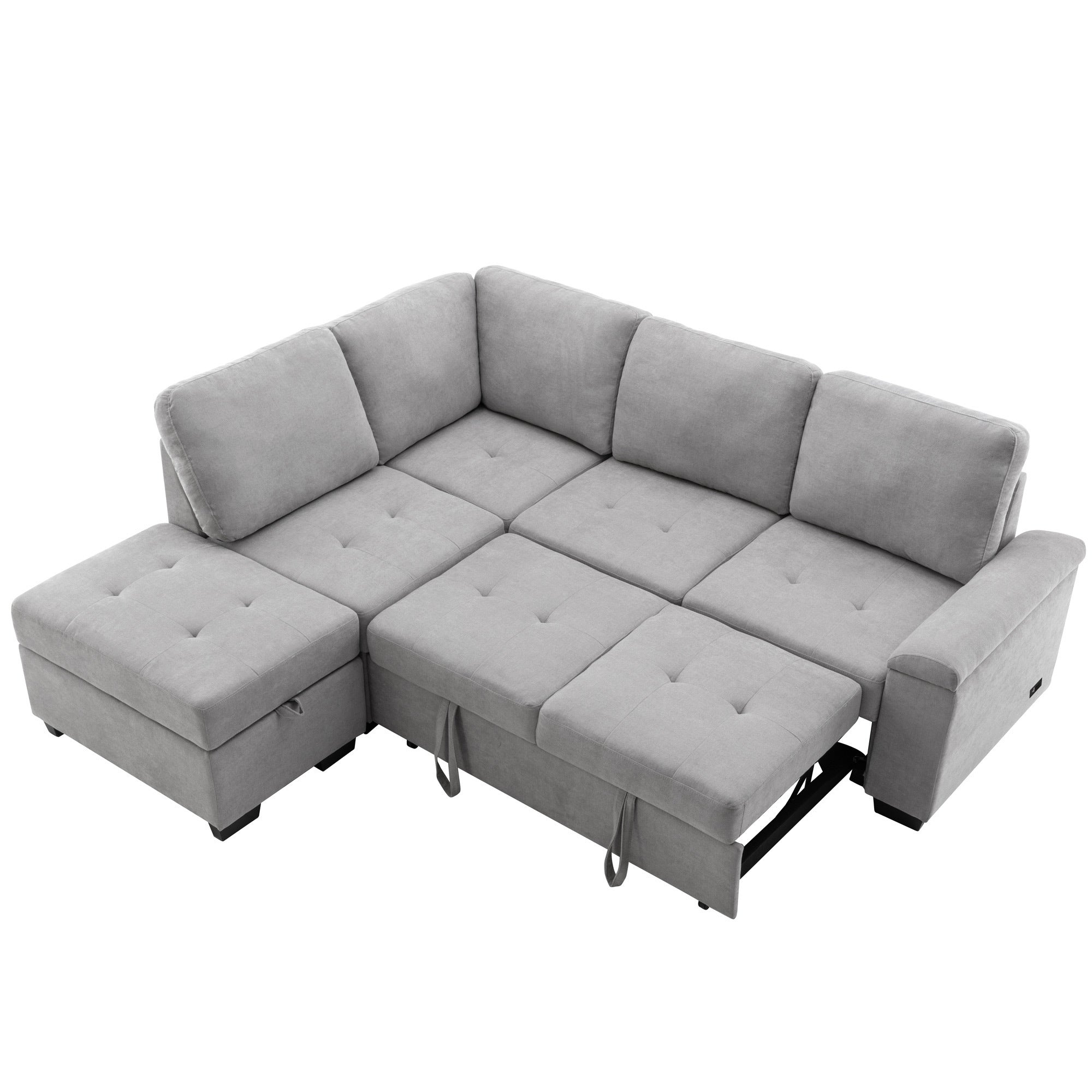 Gray L Shaped Sleeper Sectional Sofa - Super Comfy