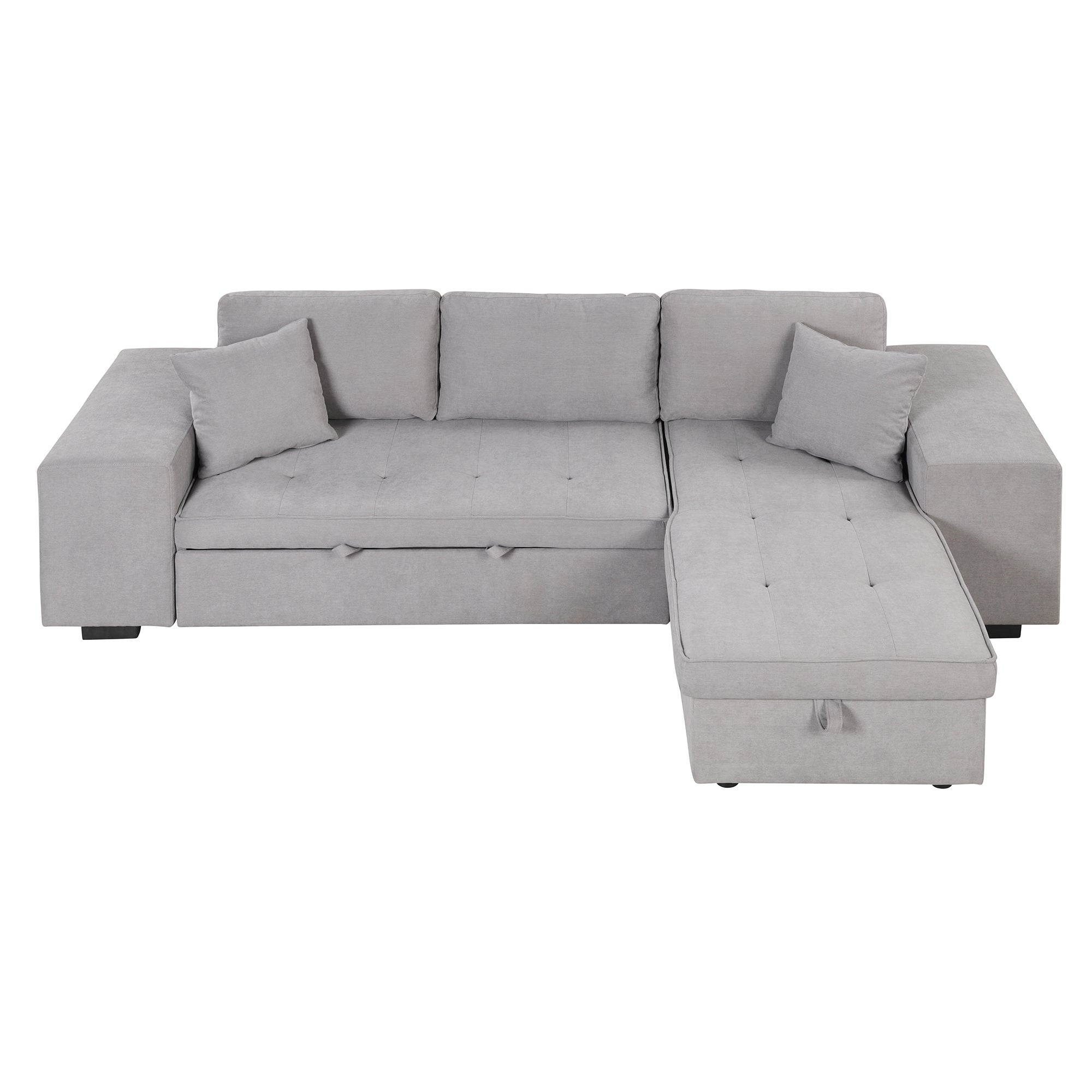 Gray Sectional Sleeper Sofa With Storage Chaise-Sleeper Sofas-American Furniture Outlet