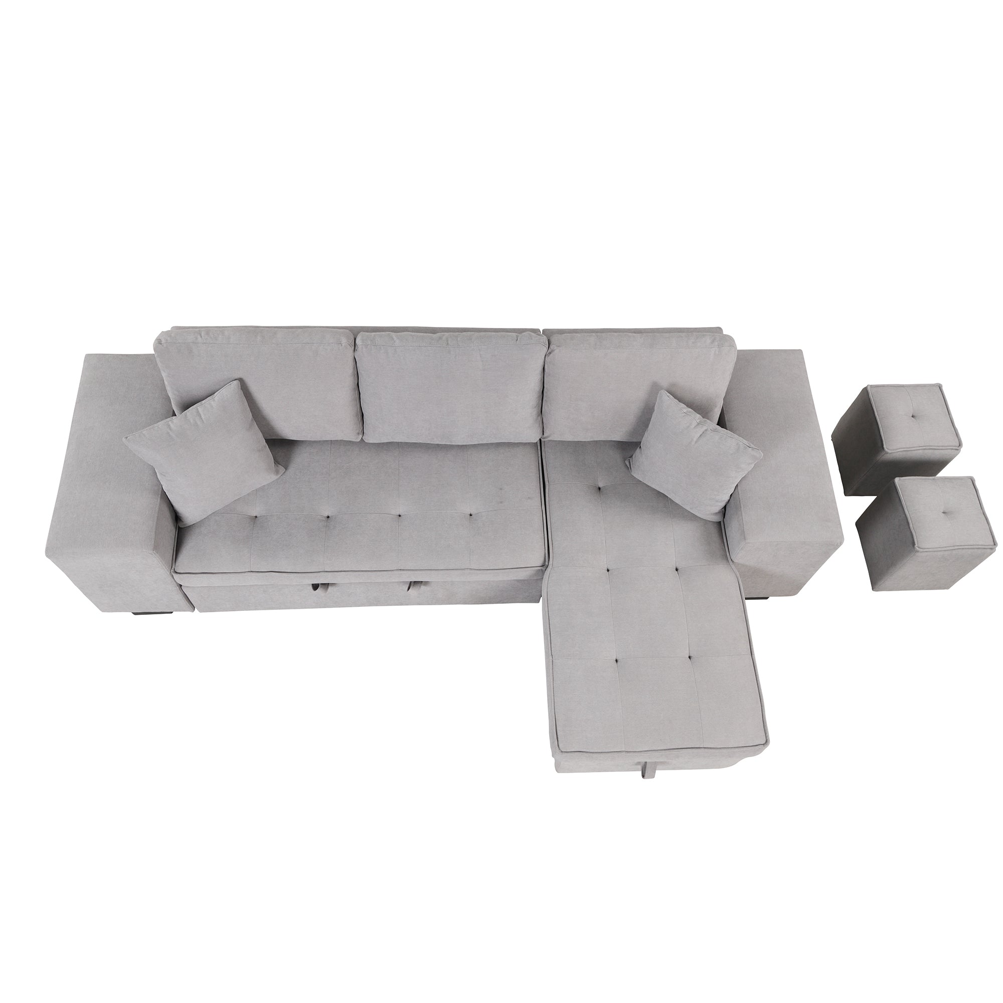 Gray Sectional Sleeper Sofa With Storage Chaise-Sleeper Sofas-American Furniture Outlet