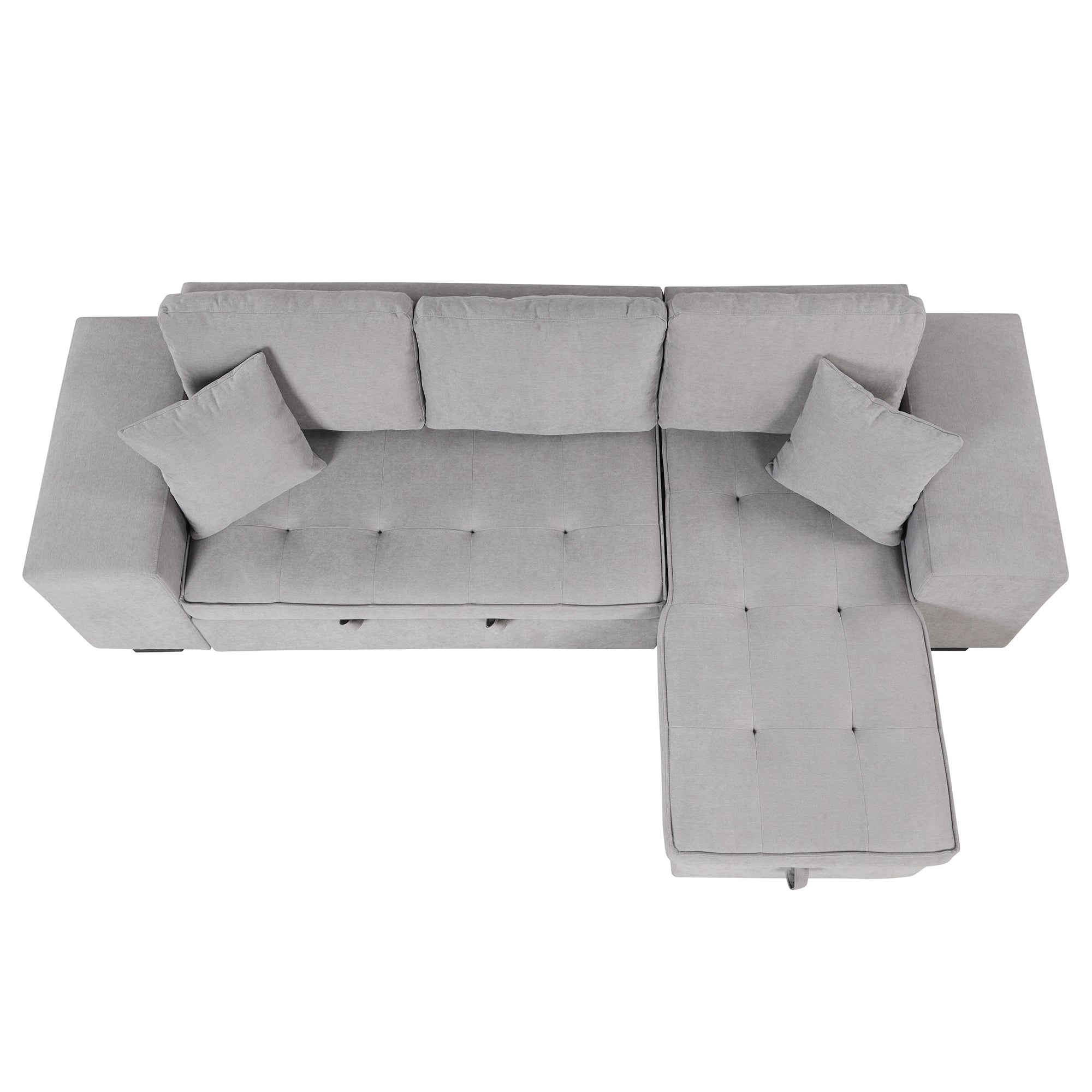 Gray Sectional Sleeper Sofa With Storage Chaise-Sleeper Sofas-American Furniture Outlet