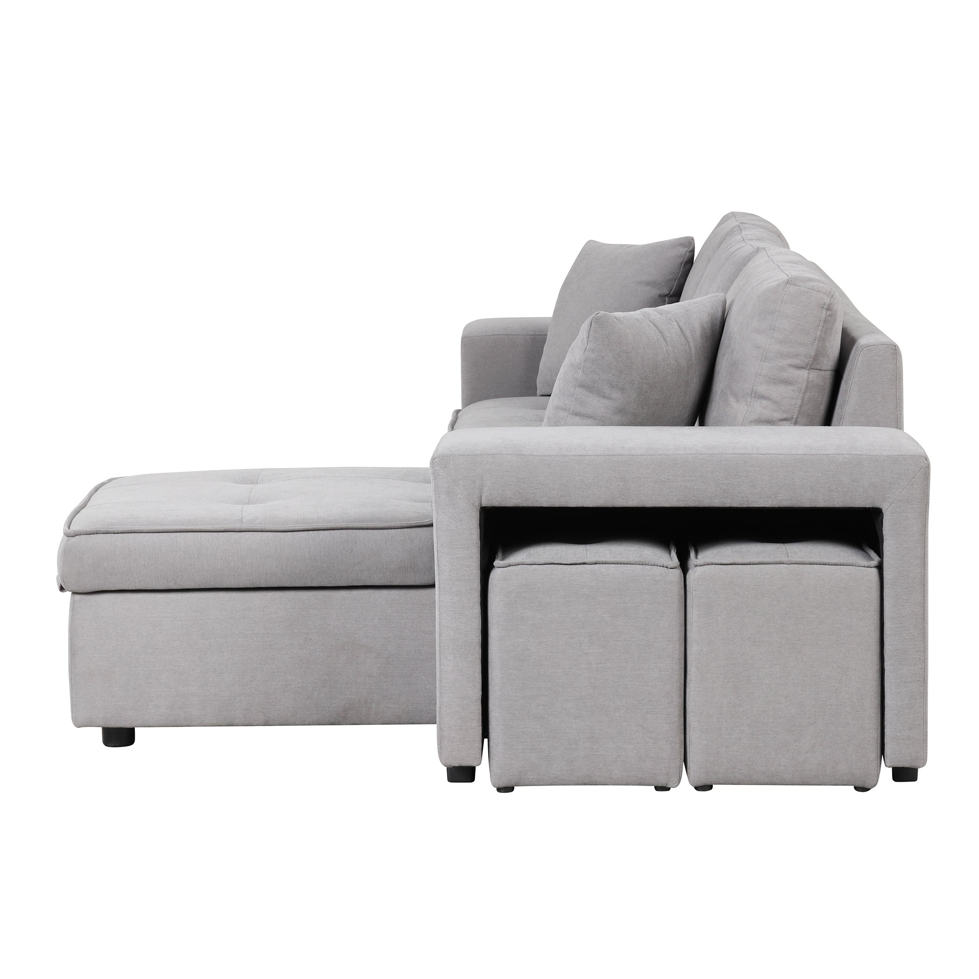 Gray Sectional Sleeper Sofa With Storage Chaise-Sleeper Sofas-American Furniture Outlet