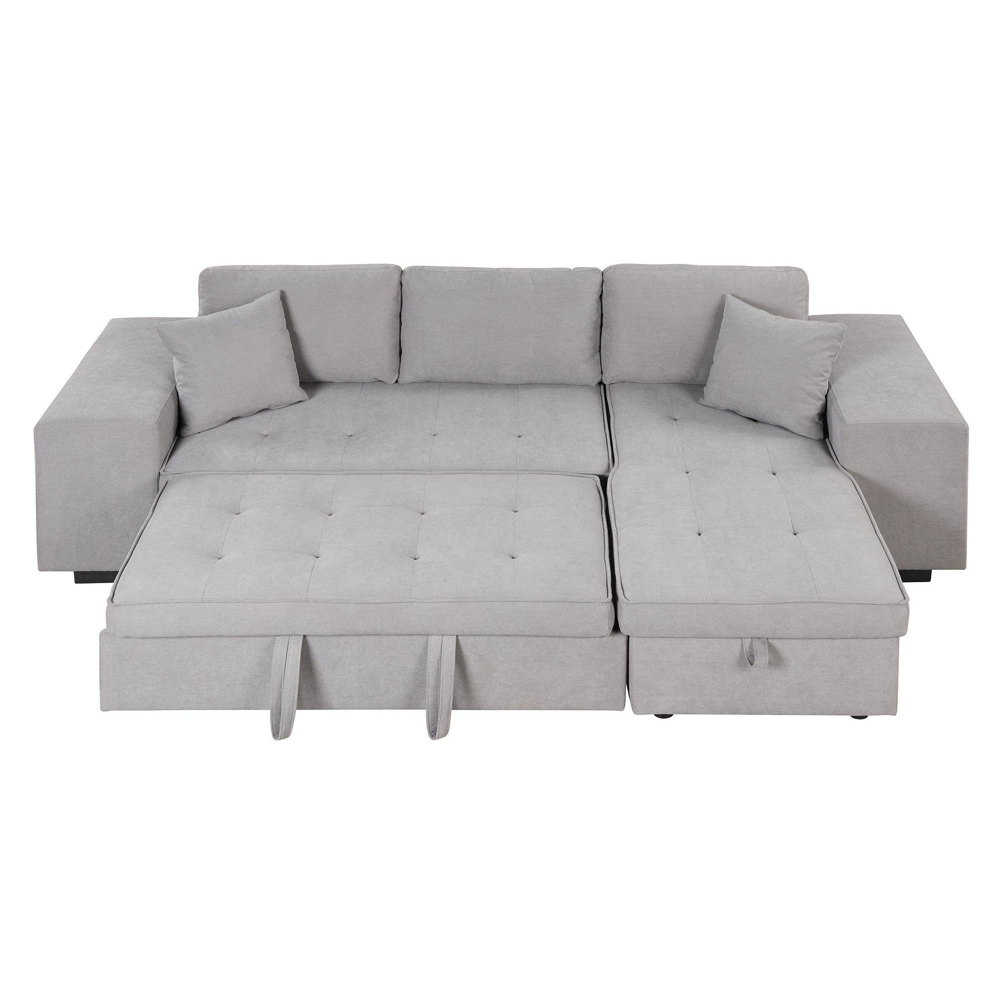 Gray Sectional Sleeper Sofa With Storage Chaise-Sleeper Sofas-American Furniture Outlet