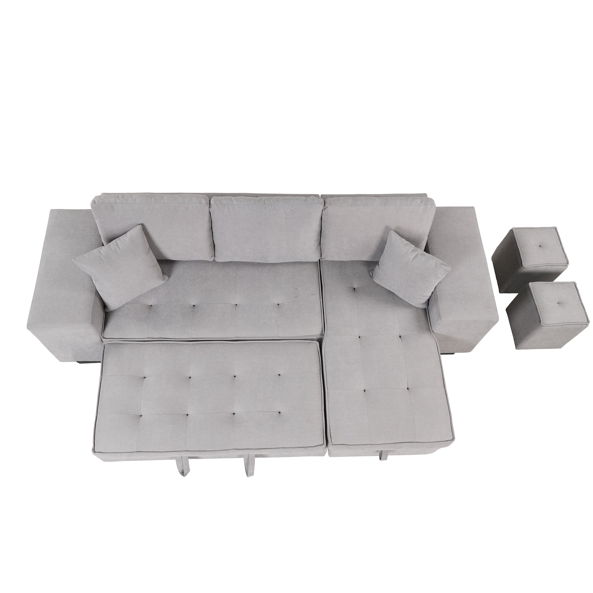 Gray Sectional Sleeper Sofa With Storage Chaise-Sleeper Sofas-American Furniture Outlet