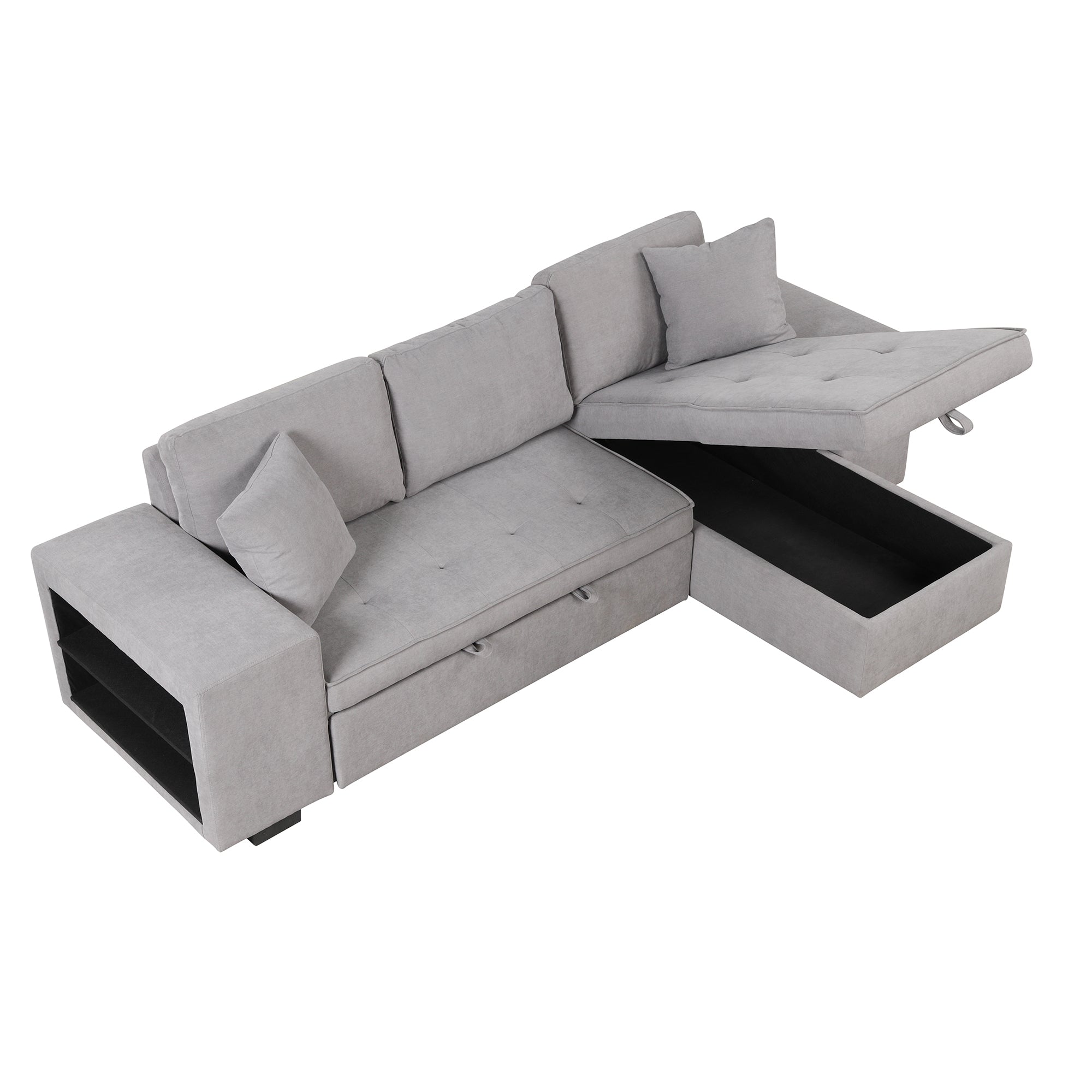 Gray Sectional Sleeper Sofa With Storage Chaise-Sleeper Sofas-American Furniture Outlet