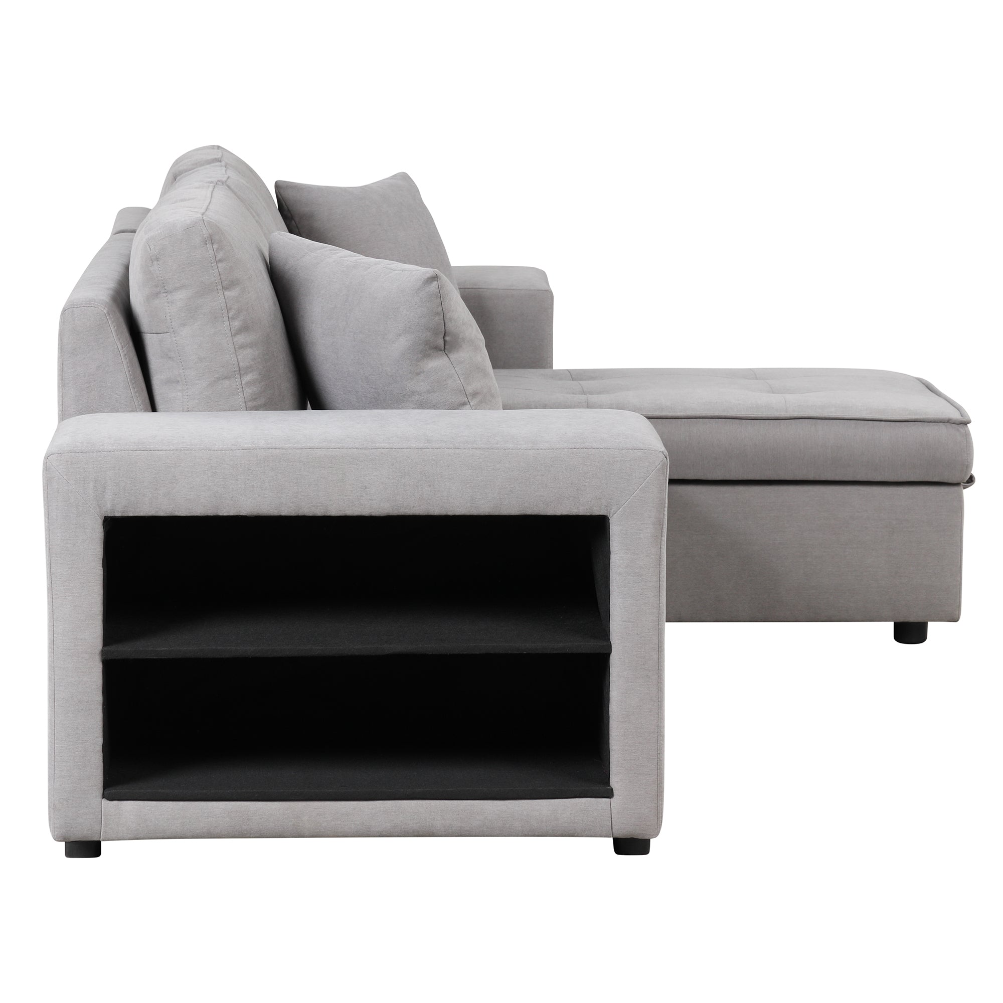 Gray Sectional Sleeper Sofa With Storage Chaise-Sleeper Sofas-American Furniture Outlet