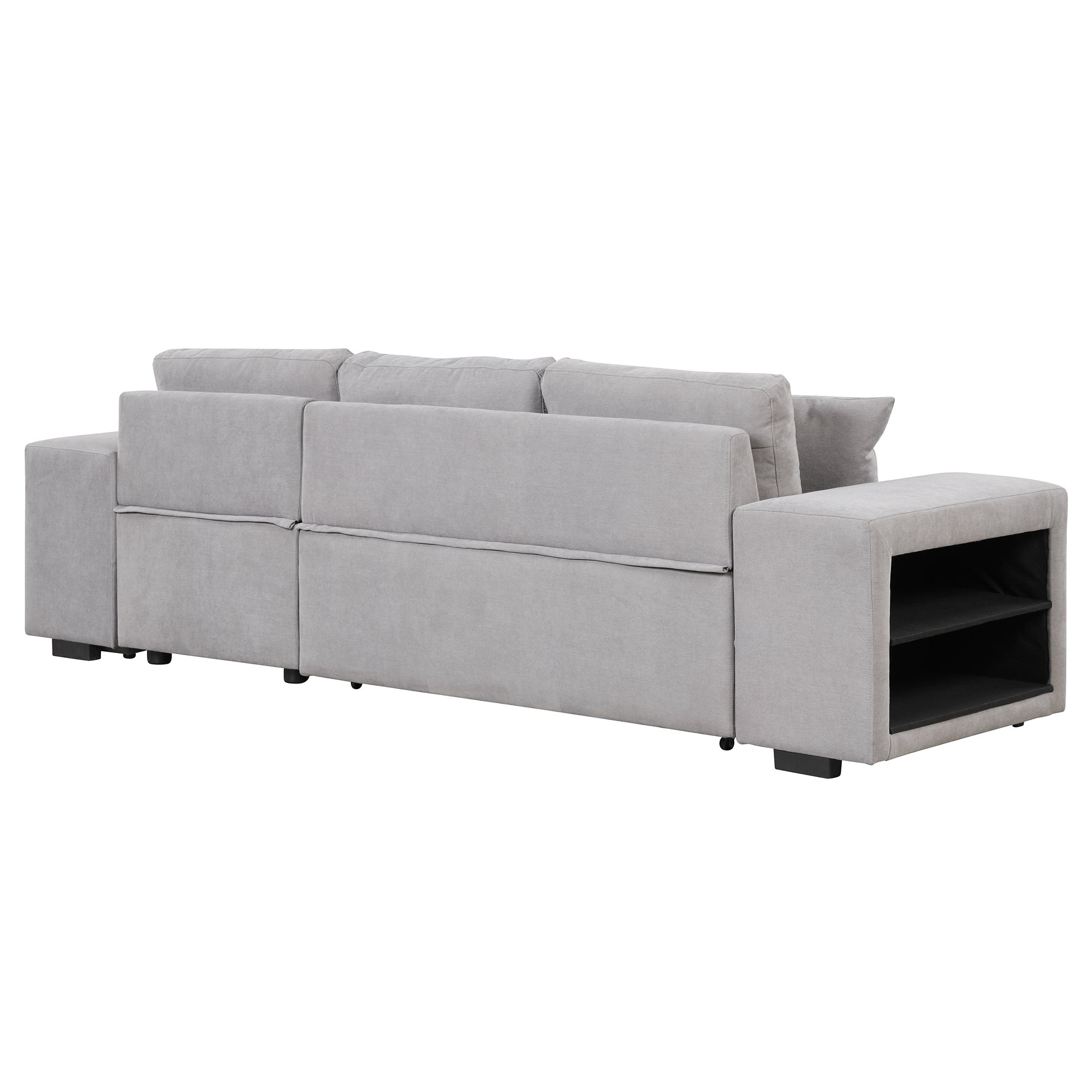 Gray Sectional Sleeper Sofa With Storage Chaise-Sleeper Sofas-American Furniture Outlet