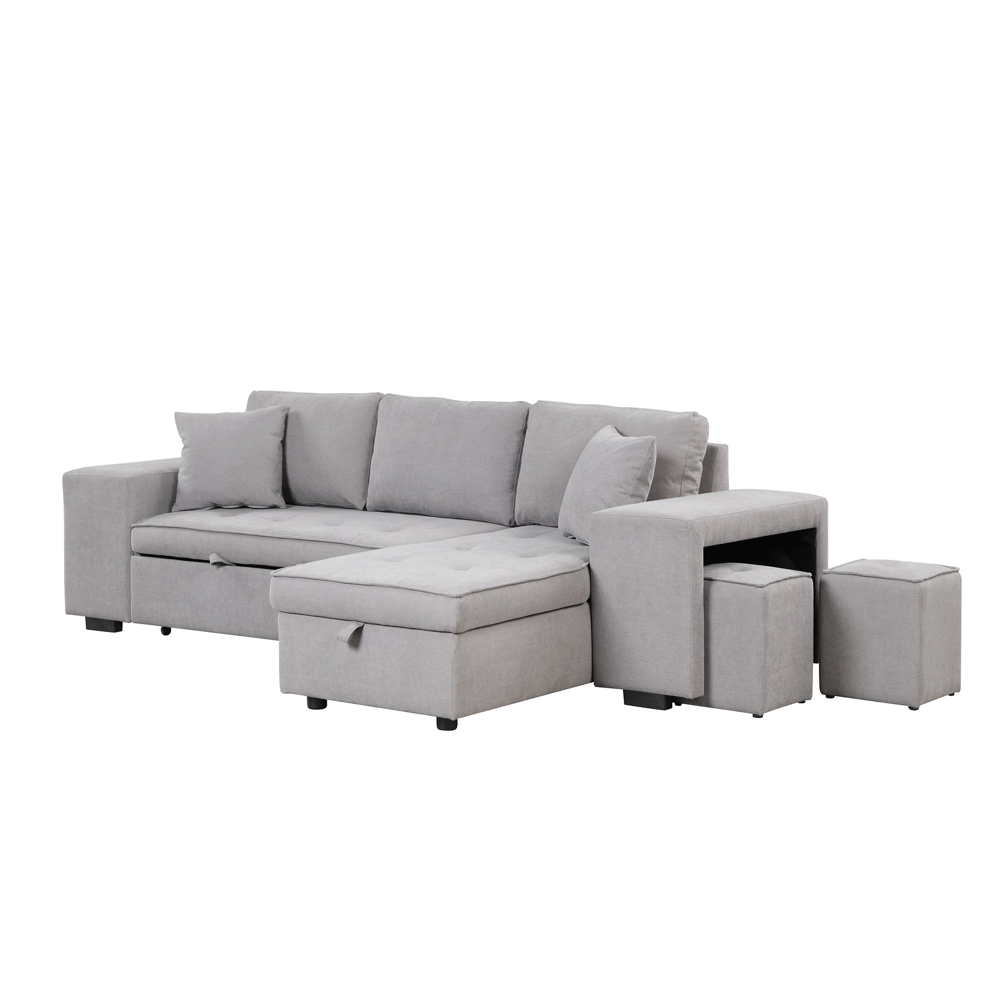 Gray Sectional Sleeper Sofa With Storage Chaise-Sleeper Sofas-American Furniture Outlet