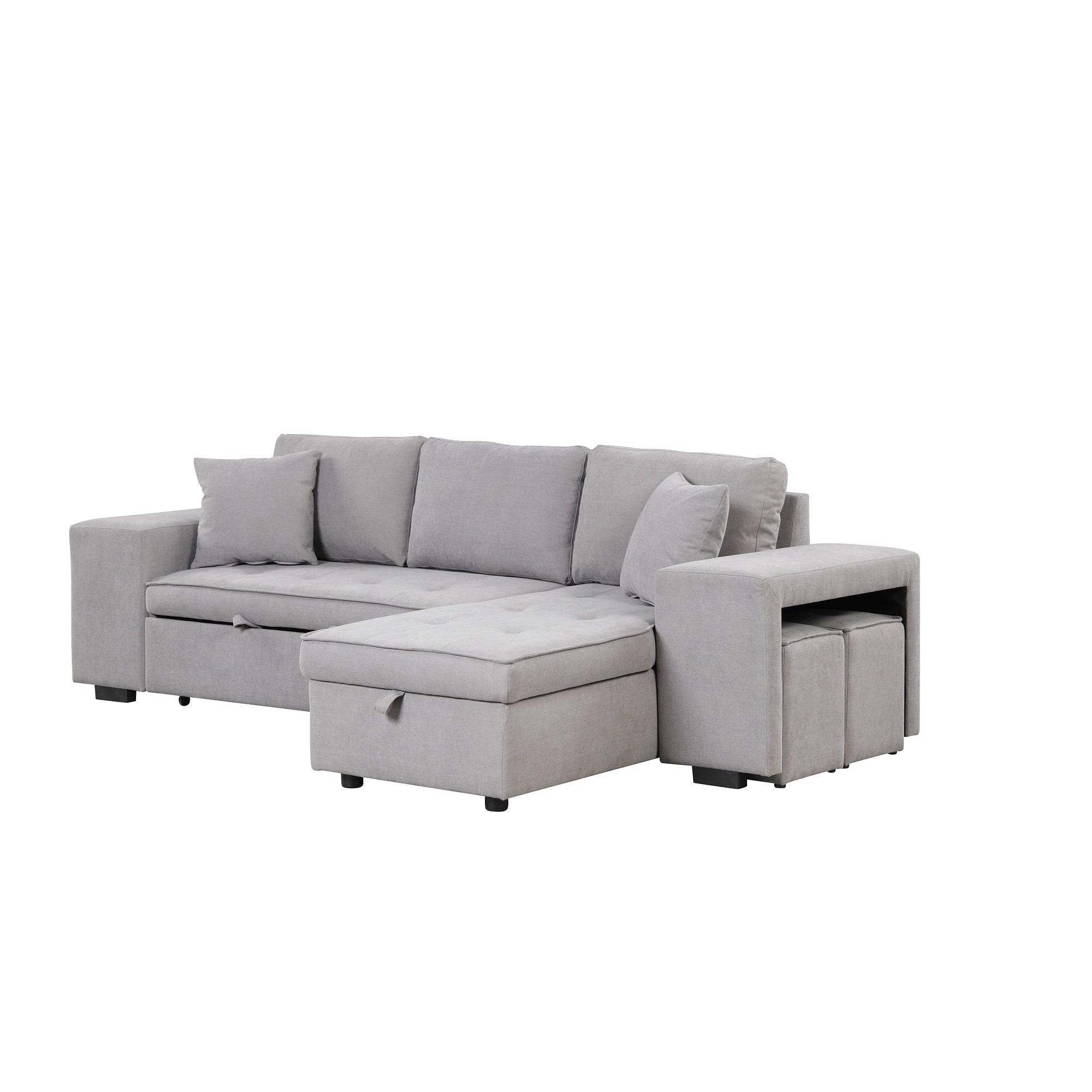 Gray Sectional Sleeper Sofa With Storage Chaise-Sleeper Sofas-American Furniture Outlet