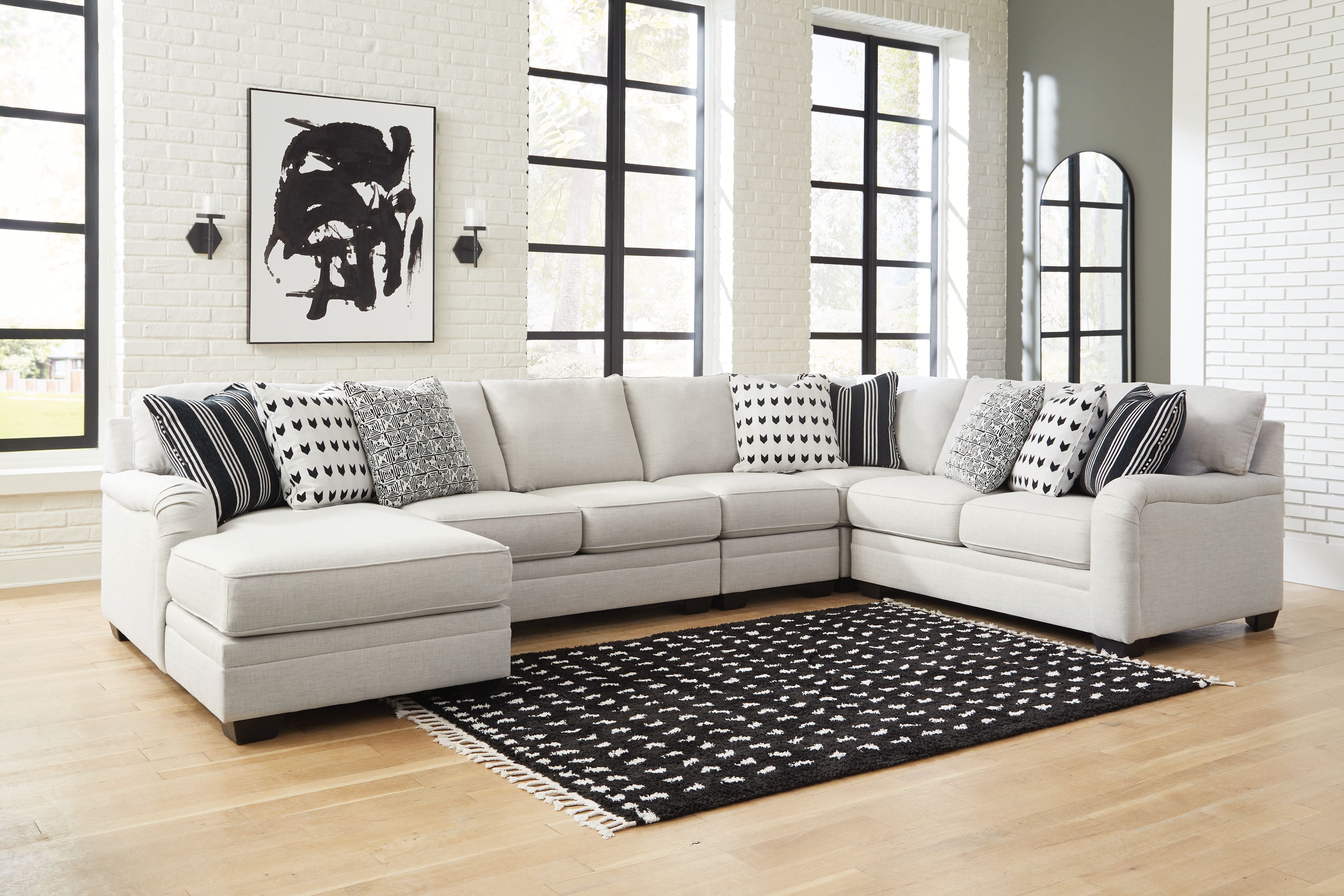 Huntsworth Dove Gray Sectional - Plush Cushions, Left Arm Chaise, Traditional-Stationary Sectionals-American Furniture Outlet