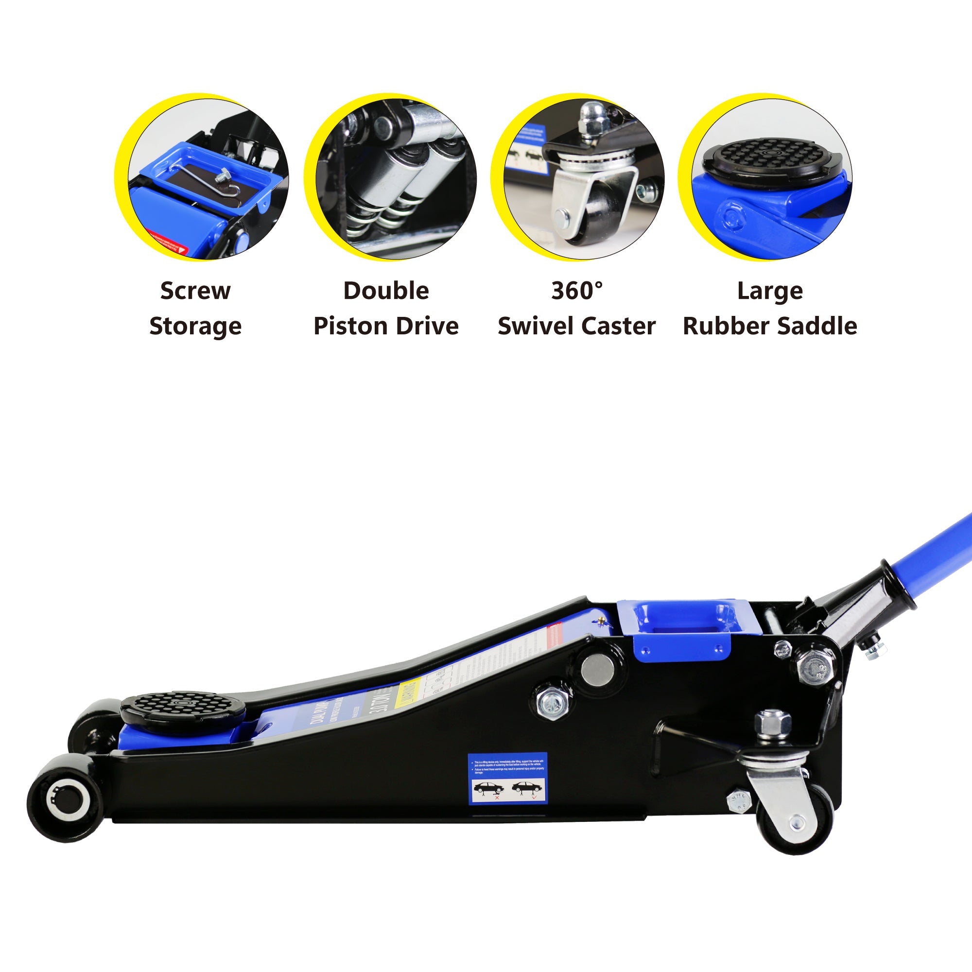 Hydraulic Low Profile Steel Racing Floor Jack 3 Ton (6600 lb) Capacity | Dual Piston Quick Lift Pump | Blue | Lifting Range 3.3"-18.5"