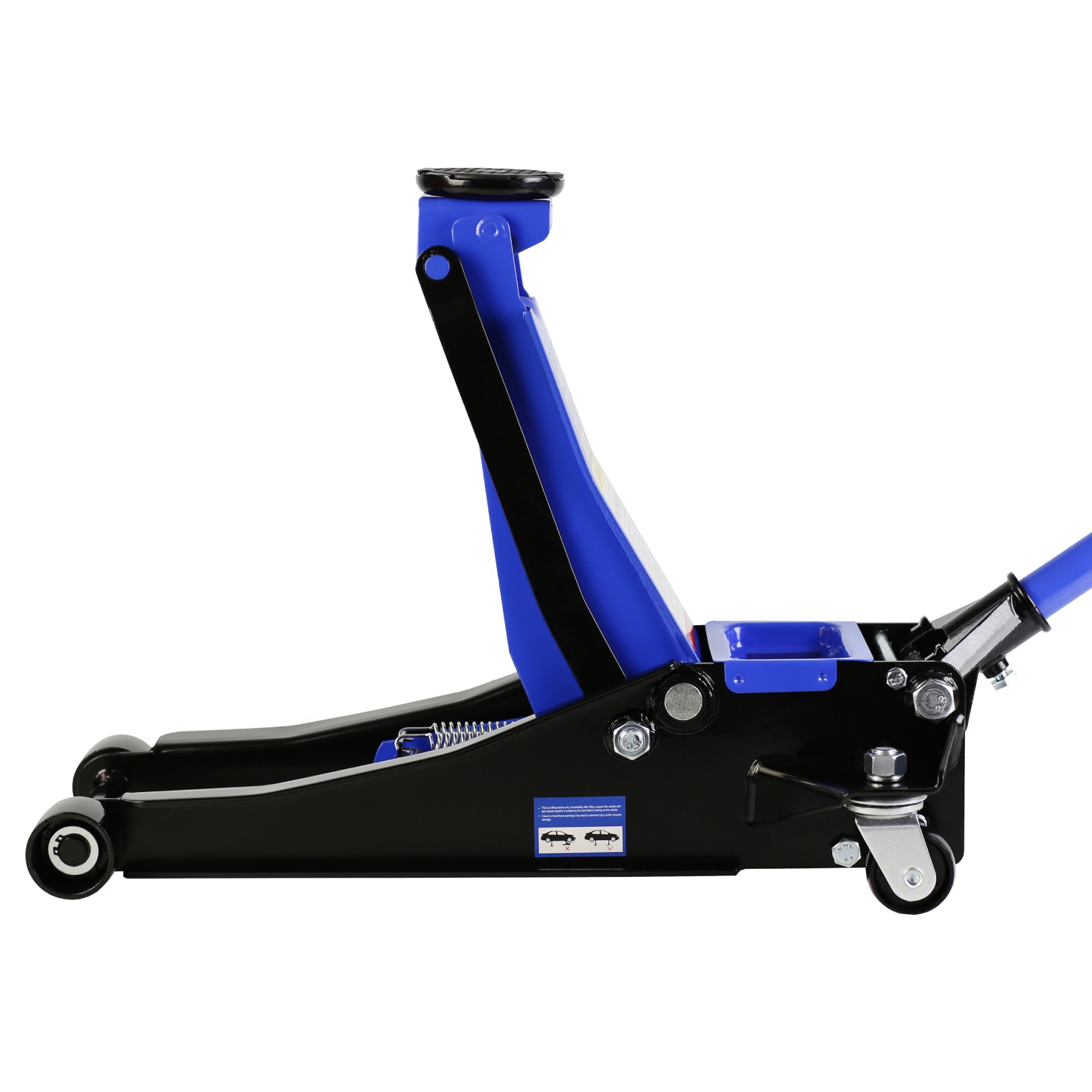 Hydraulic Low Profile Steel Racing Floor Jack 3 Ton (6600 lb) Capacity | Dual Piston Quick Lift Pump | Blue | Lifting Range 3.3"-18.5"