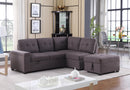 Katie 87.75" Brown Linen Sleeper Sectional Sofa with Storage Ottoman, Storage Arm-Sleeper Sectionals-American Furniture Outlet