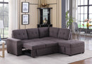 Katie 87.75" Brown Linen Sleeper Sectional Sofa with Storage Ottoman, Storage Arm-Sleeper Sectionals-American Furniture Outlet